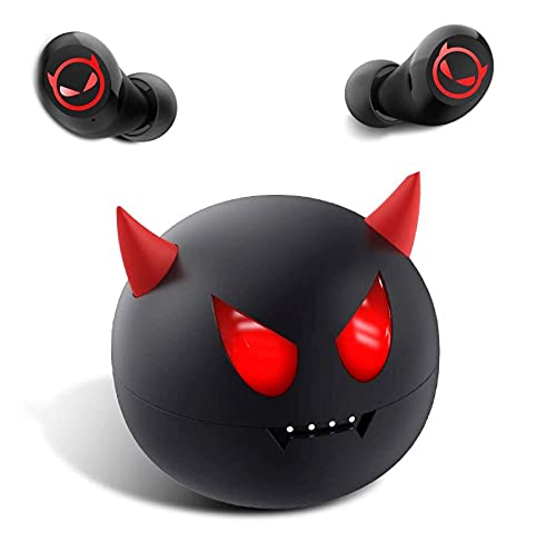 Cute Little Devils Wireless Earbuds - Waterproof Bluetooth Headphones with CVC 8.0 Noise Cancelling, TWS Stereo Sound & Built-in Mic | Premium Bass for Gym, Running & Travel (JE-01B_B29)