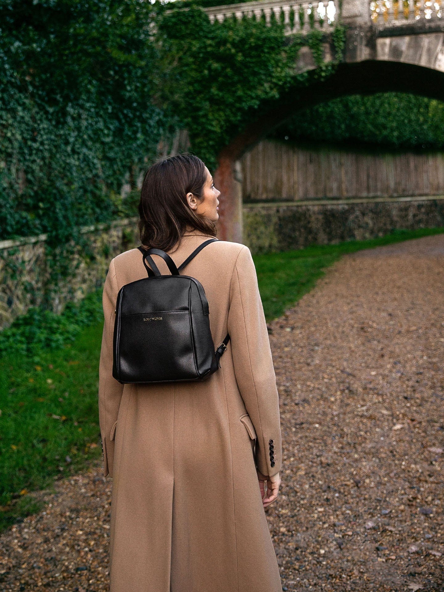 Hazel MIRUM® Vegan Leather Backpack - Stylish Black & Gold for Women | Perfect for Work, Travel & Everyday Use