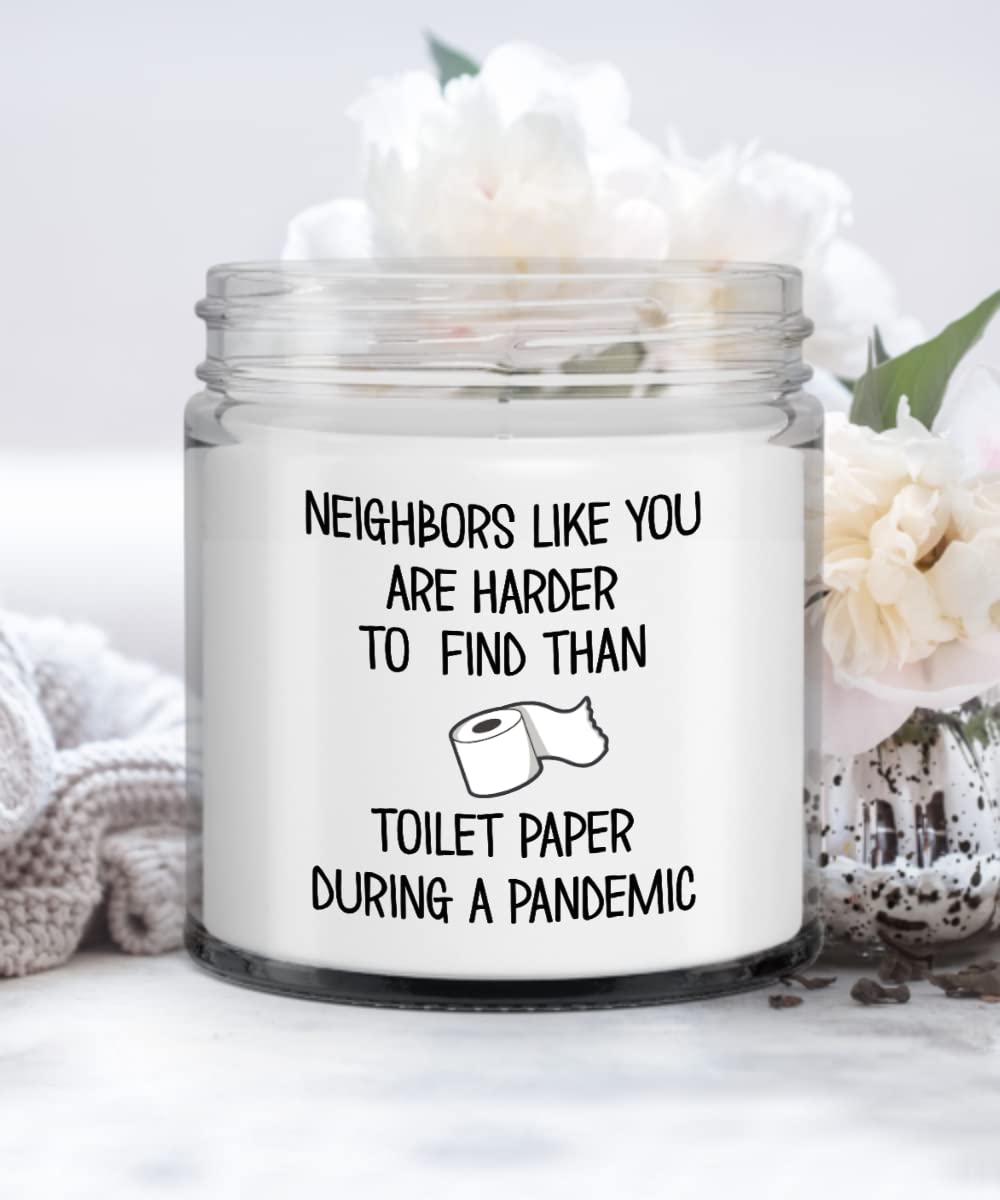 Funny Pandemic Quarantine Neighbor Candle - 9oz Scented Soy Wax Gift for Moving Away, Farewell or Welcome - Perfect for Friends & Hard-to-Find Neighbors - Great for Home Decor, Housewarming & Stress Relief