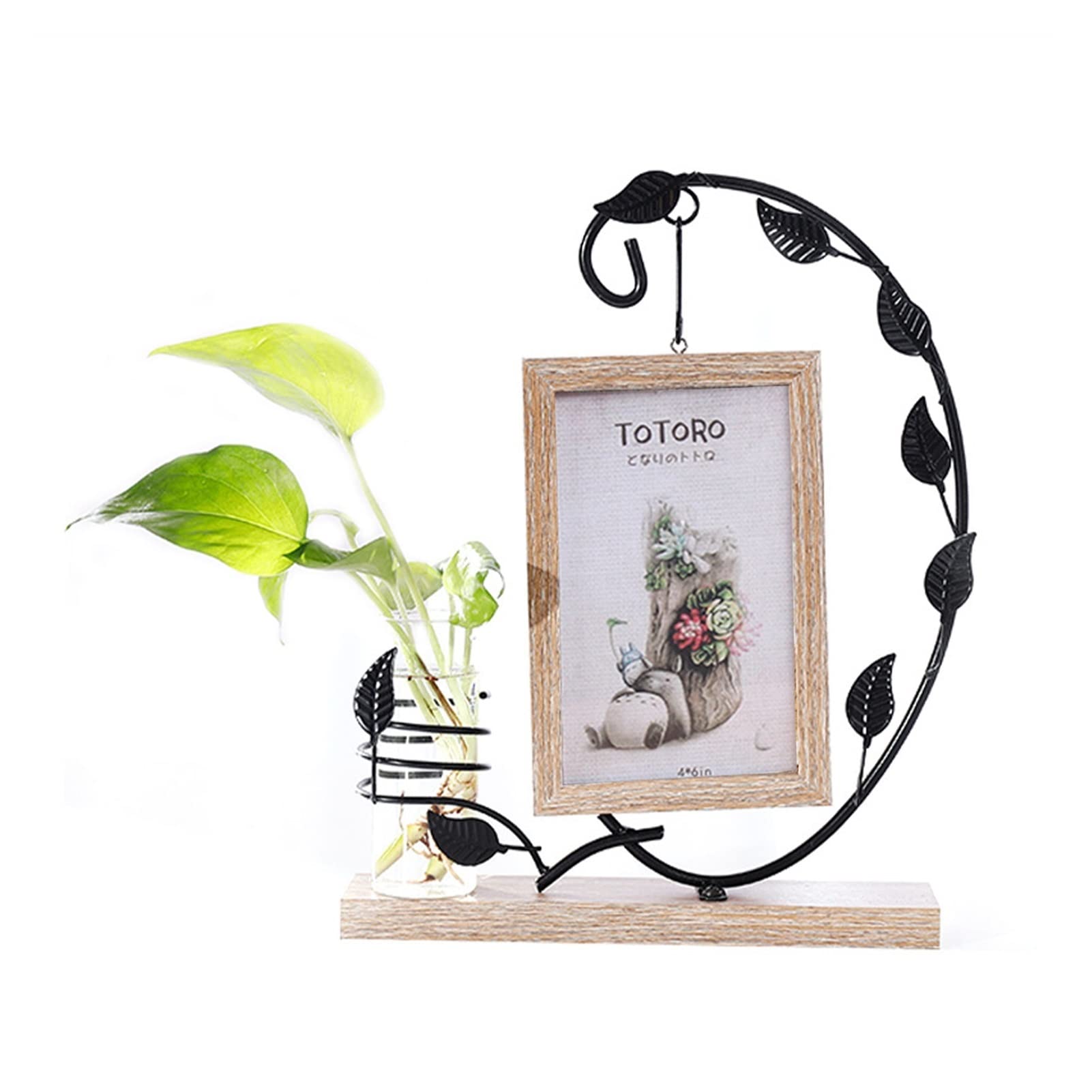TOMYEUS Double Sided Wrought Iron Photo Frame with Hydroponics Bottle - Creative Wall Hanging Picture Frame for Home Decor, Living Room, Bedroom & Office (Color A) | Perfect for Displaying Family Photos, Wedding Pictures & Artwork