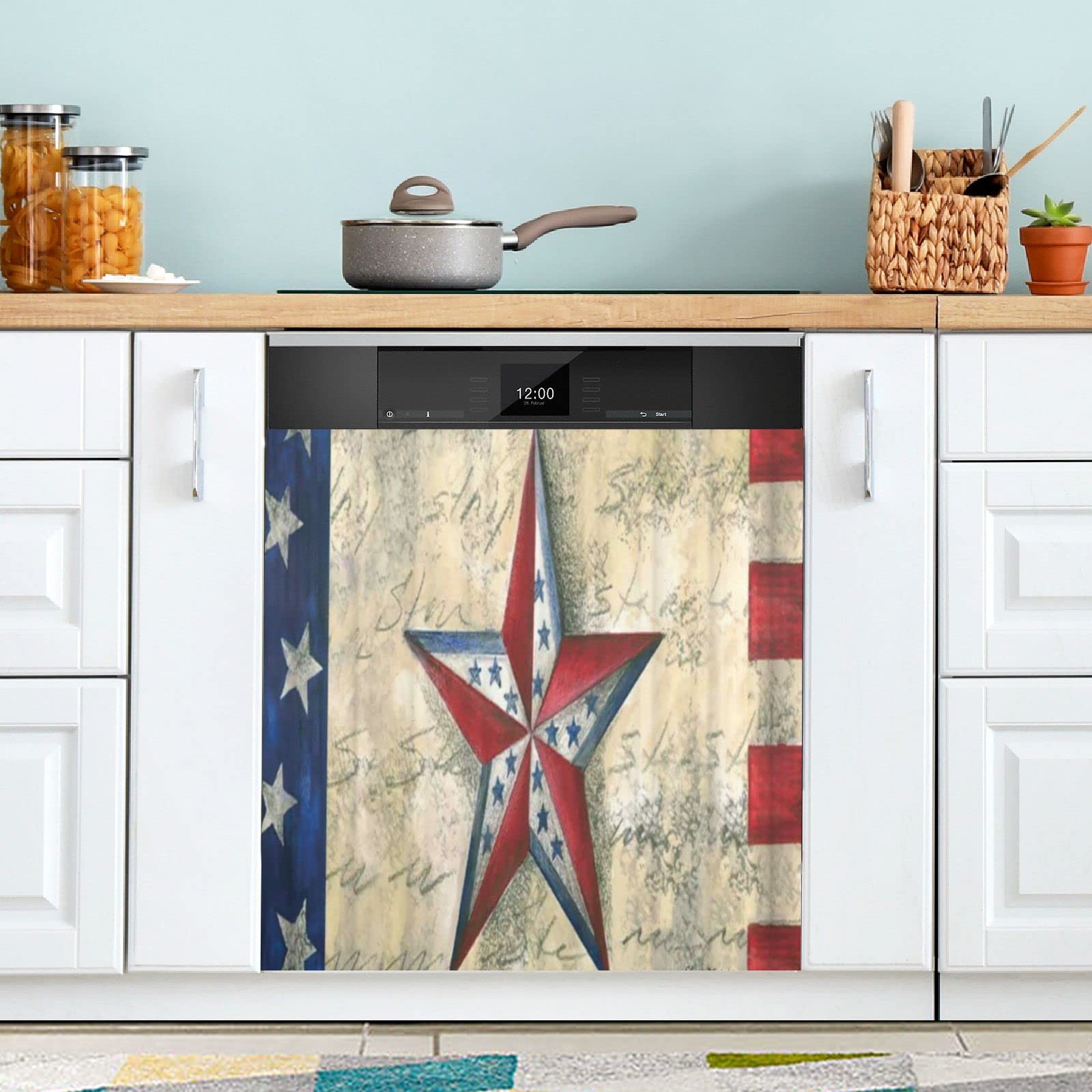 Texas State Flag Dishwasher Magnet Cover - Rustic Wooden Magnetic Sticker for Dishwasher, Fridge & Washing Machine - Kitchen Cabinet Decorative Panel - Perfect for Home, RV & Office Decor