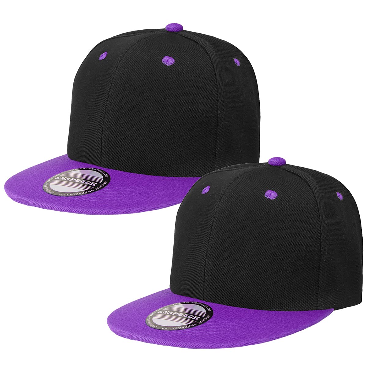 Falari 2-Pack Classic Snapback Hats - Adjustable Flat Bill Blank Solid Color Baseball Caps for Men & Women | Hip Hop Streetwear Style | Perfect for Casual Wear, Sports & Outdoor Activities