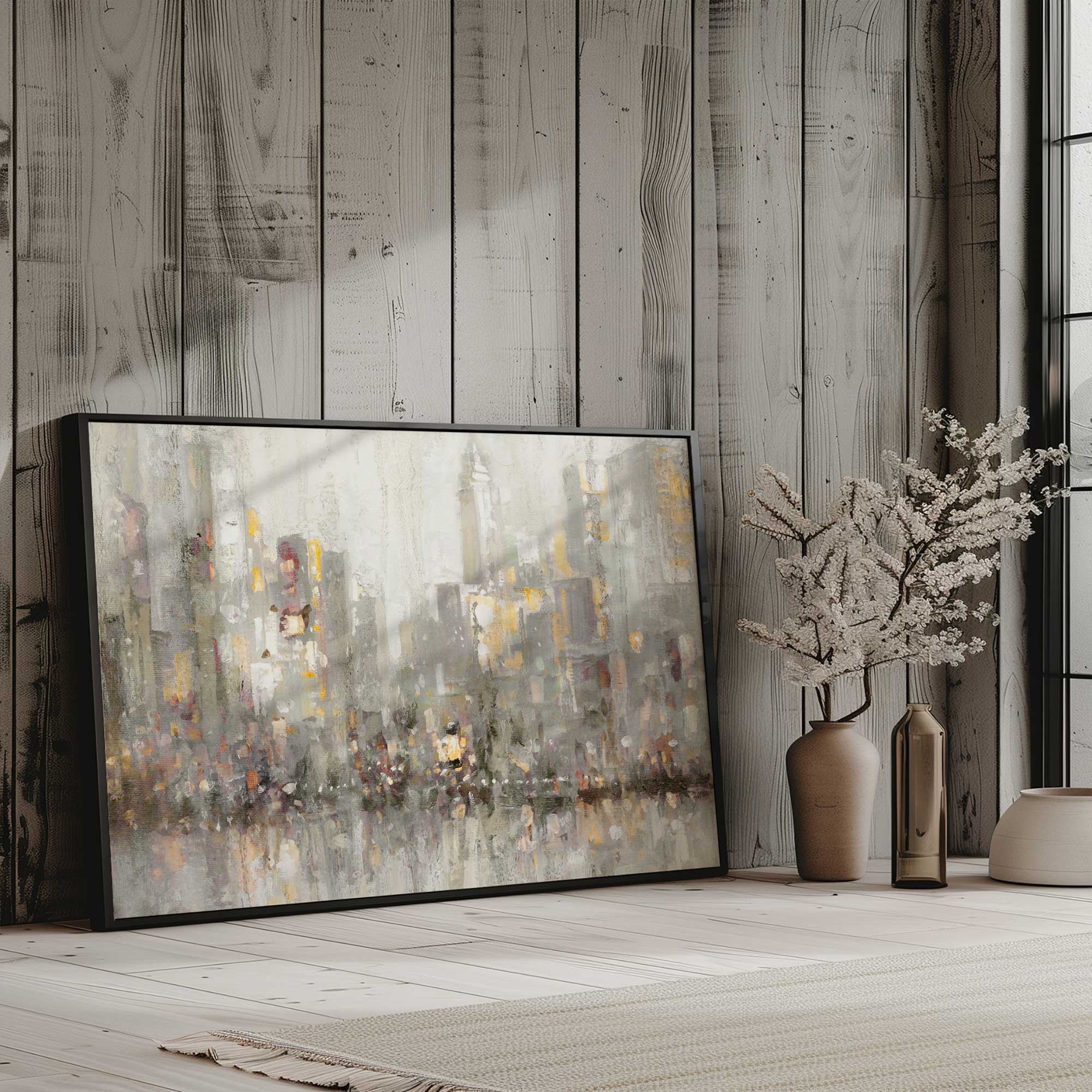 City Silhouettes Wall Art Print - Modern Urban Skyline Decor for Living Room, Bedroom & Office