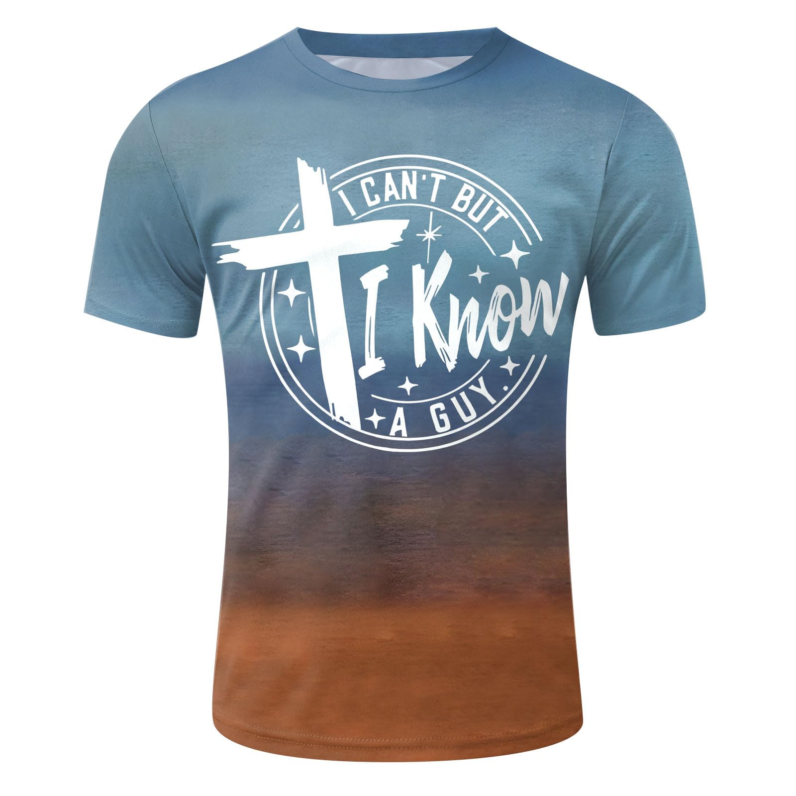 Funny Christian T-Shirts for Men - 'I Can't But I Know A Guy' Letter Printed Novelty Tees | Church, Bible Study & Christian Events