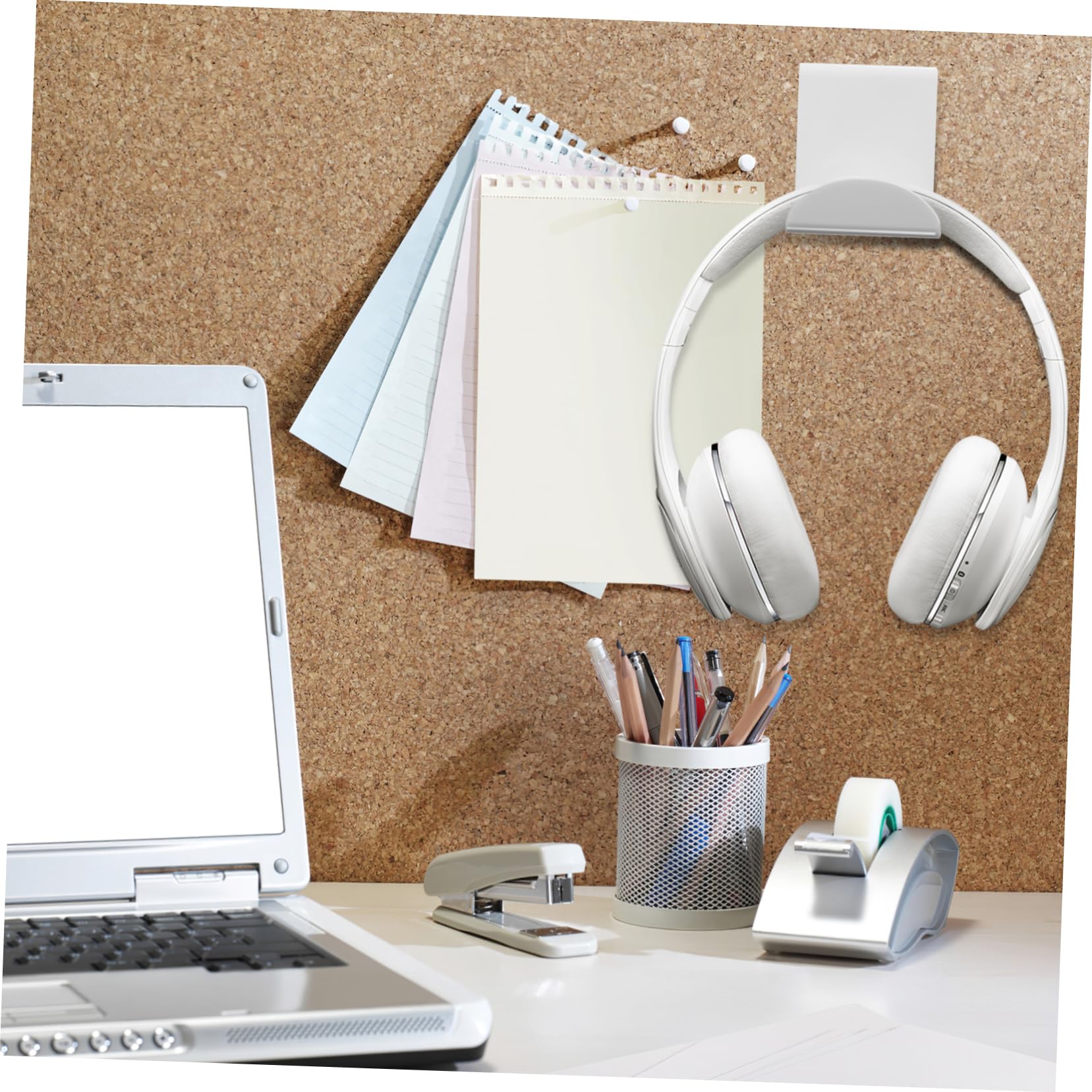 ARTIBETTER 2-Pack Acrylic Headphone Hanger with Adhesive - White & Black Hook for Desk, Wall Mount Headset Holder - Perfect for Gaming, Office, Home Organization
