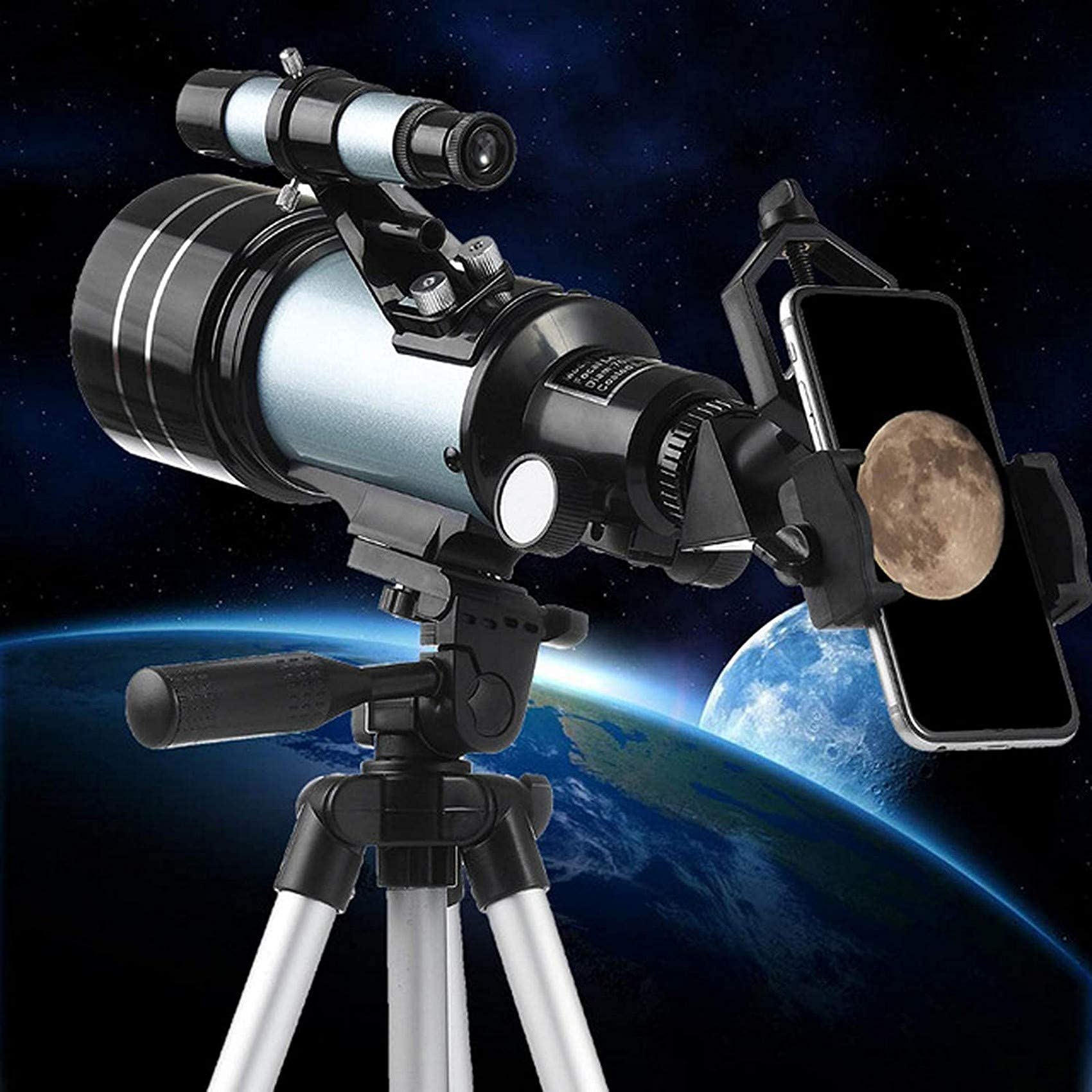 ZUOZUIYQ 70mm Refractor Telescope for Adults & Kids - Astronomy Telescope with Tripod, Finder Scope, Smartphone Adapter & Moon Filter - Perfect for Stargazing, Bird Watching and Low Light Night Observation