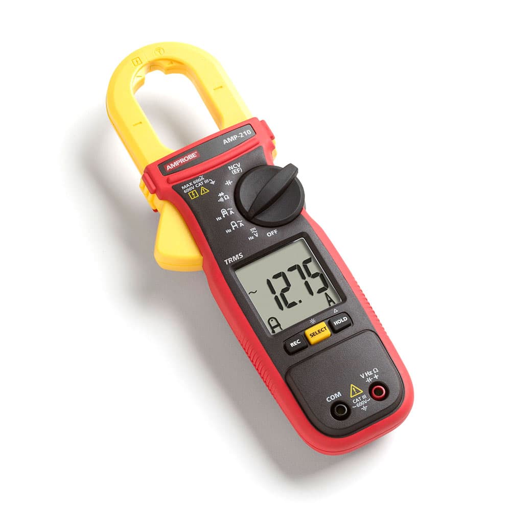 Amprobe 4560537 AMP 210 600V/600A TRMS AC Clamp Multimeter with Amp Tip - CAT III Rated Electrical Tester for HVAC, Automotive & Industrial Use