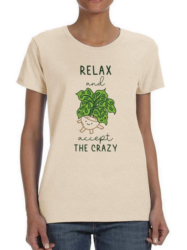 Crazy Cute Planter T-Shirt for Women - Funny Gardening Graphic Tee - Relax & Accept Plant Mom Life - Comfortable Cotton Casual Top for Gardening Enthusiasts & Plant Lovers - Perfect for Outdoor Activities, Gardening Clubs, and Casual Wear