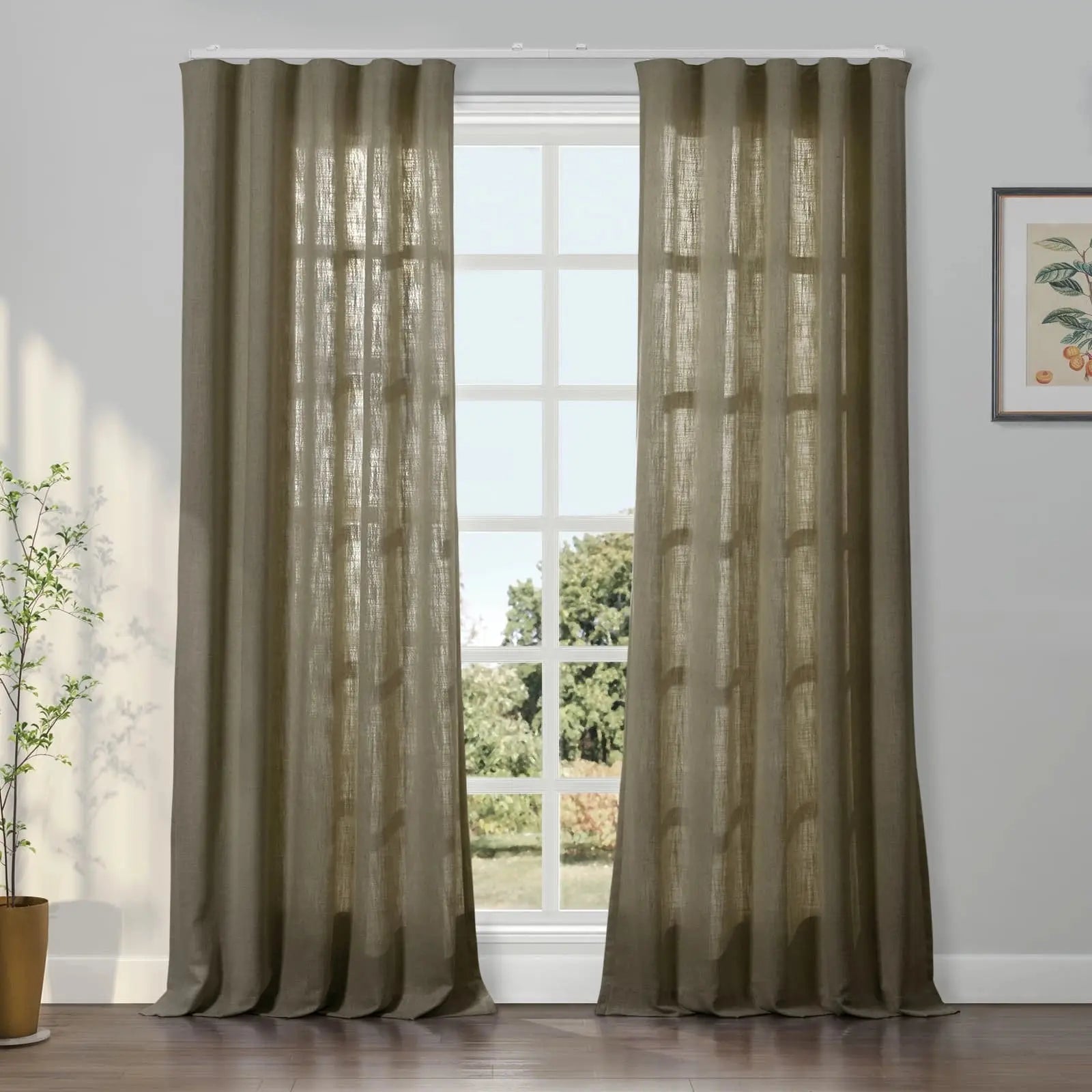Liz Linen Ripple Fold Drapery Curtains - Elegant Window Treatments for Living Room & Bedroom Decor