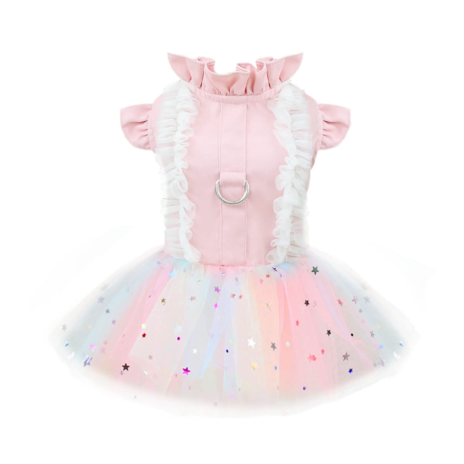 **Pink Rainbow Tutu Dog Dress for Small Dogs - Cute Princess Summer Puppy Outfit for Shih Tzu, Chihuahua & Cats - X-Large | Perfect for Parties, Photo Shoots & Special Occasions**