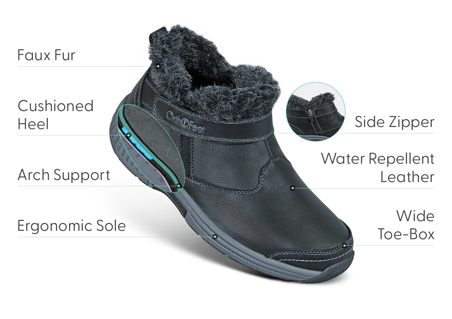 Siena Non-Slip Black Shoes - Comfortable & Stylish for Work, Walking & Everyday Wear