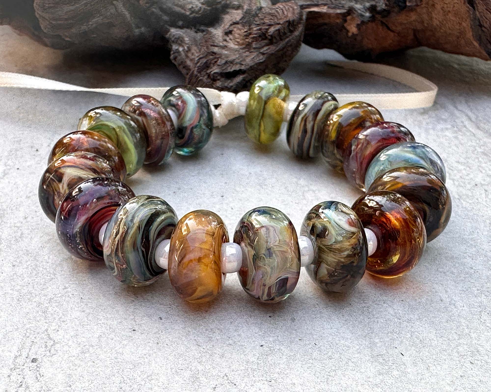 17 Fall Mix Lampwork Beads - Handmade Glass Beads for Jewelry Making, DIY Crafts, Bracelets & Necklaces - Perfect for Autumn-Themed Designs and Seasonal DIY Projects