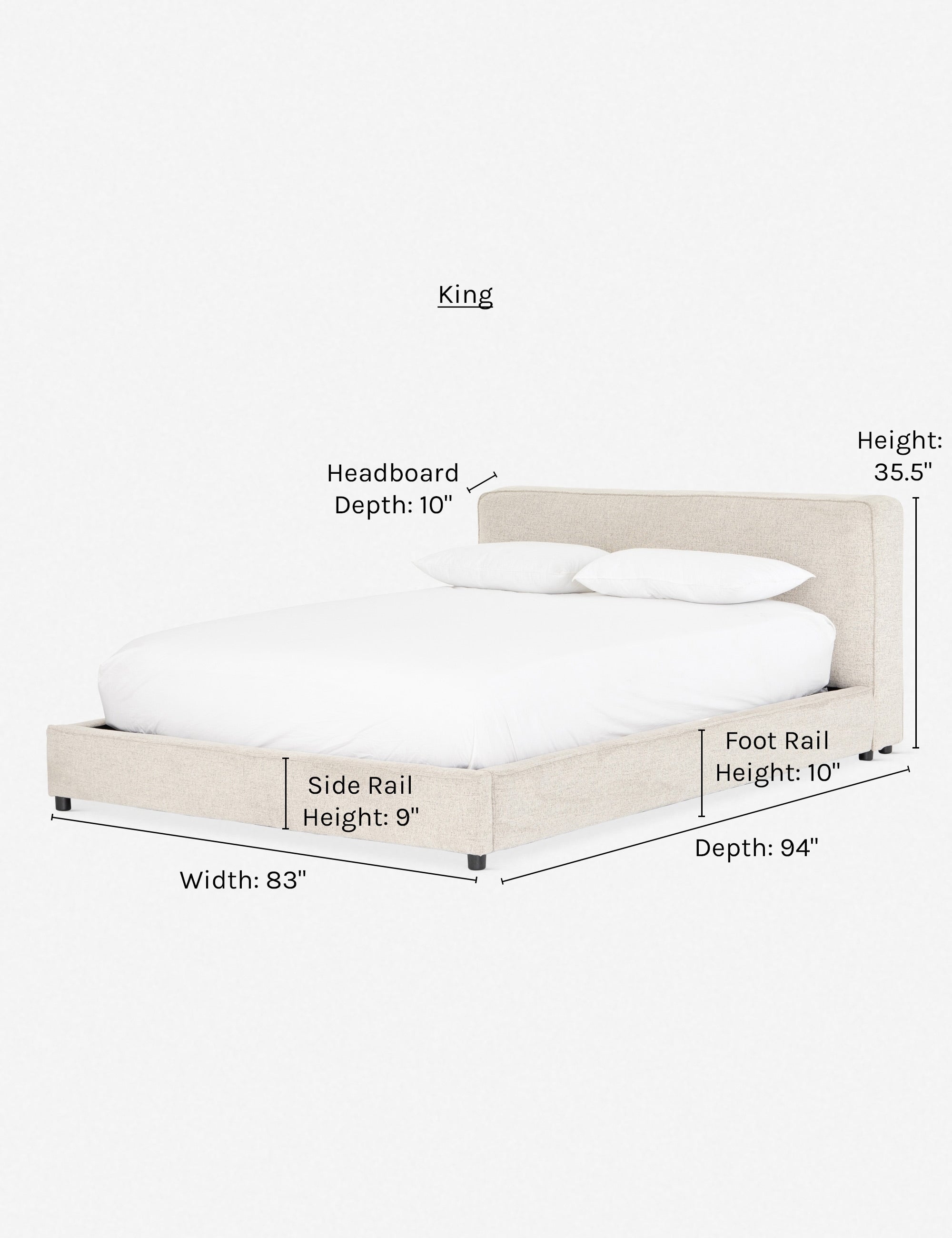 Clario Bed - Premium Queen Size Bed Frame with Upholstered Headboard, Sturdy Wooden Slats & Easy Assembly - Perfect for Modern Bedrooms, Guest Rooms & Apartments