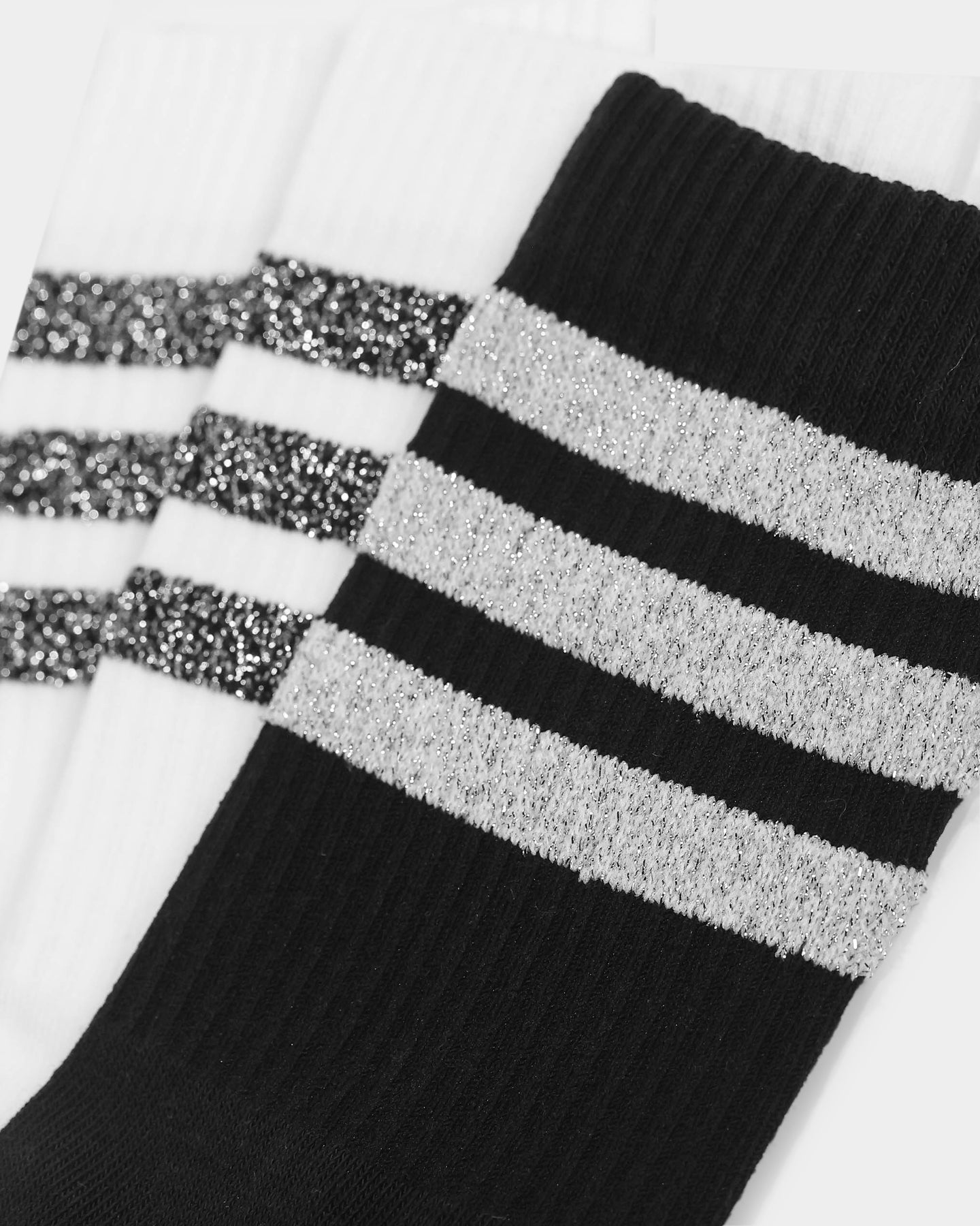 Adidas Glam 3 Stripes Cushioned Crew Sport Socks 3 Pairs Black/White - Comfortable Athletic Socks for Running, Gym & Everyday Wear