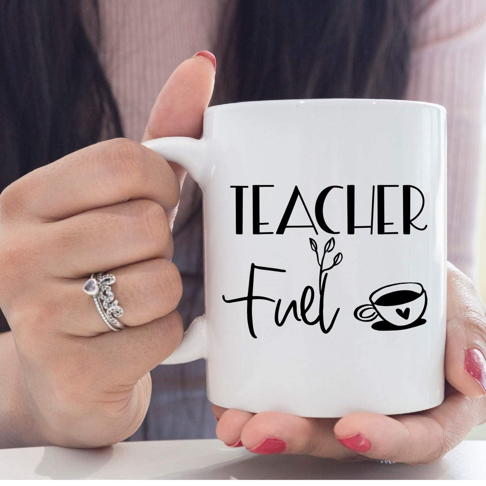 Personalized Teacher Appreciation Gifts - 15oz Ceramic Coffee Mug for Teachers from Students - Great for Teacher Fuel, Birthday, Christmas & Back to School - White Tea Cup Gift for Men & Women - Perfect for Classroom, Office or Home Use