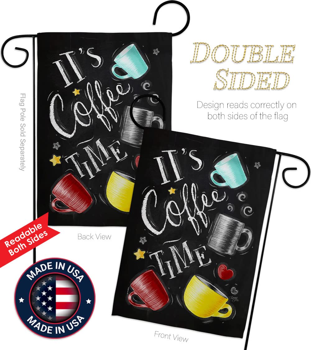 Breeze Decor Coffee Time Garden Flag Set - Double-Sided Yard Decor for Coffee Lovers