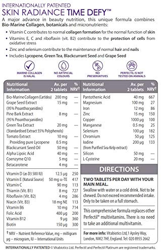Vitabiotics Perfectil Platinum Skin Radiance 60 Tablets - Advanced Beauty Supplement for Glowing Skin, Hair & Nails - Daily Skin Care Vitamins for Women & Men - Perfect for Busy Lifestyles & Anti-Aging Routines