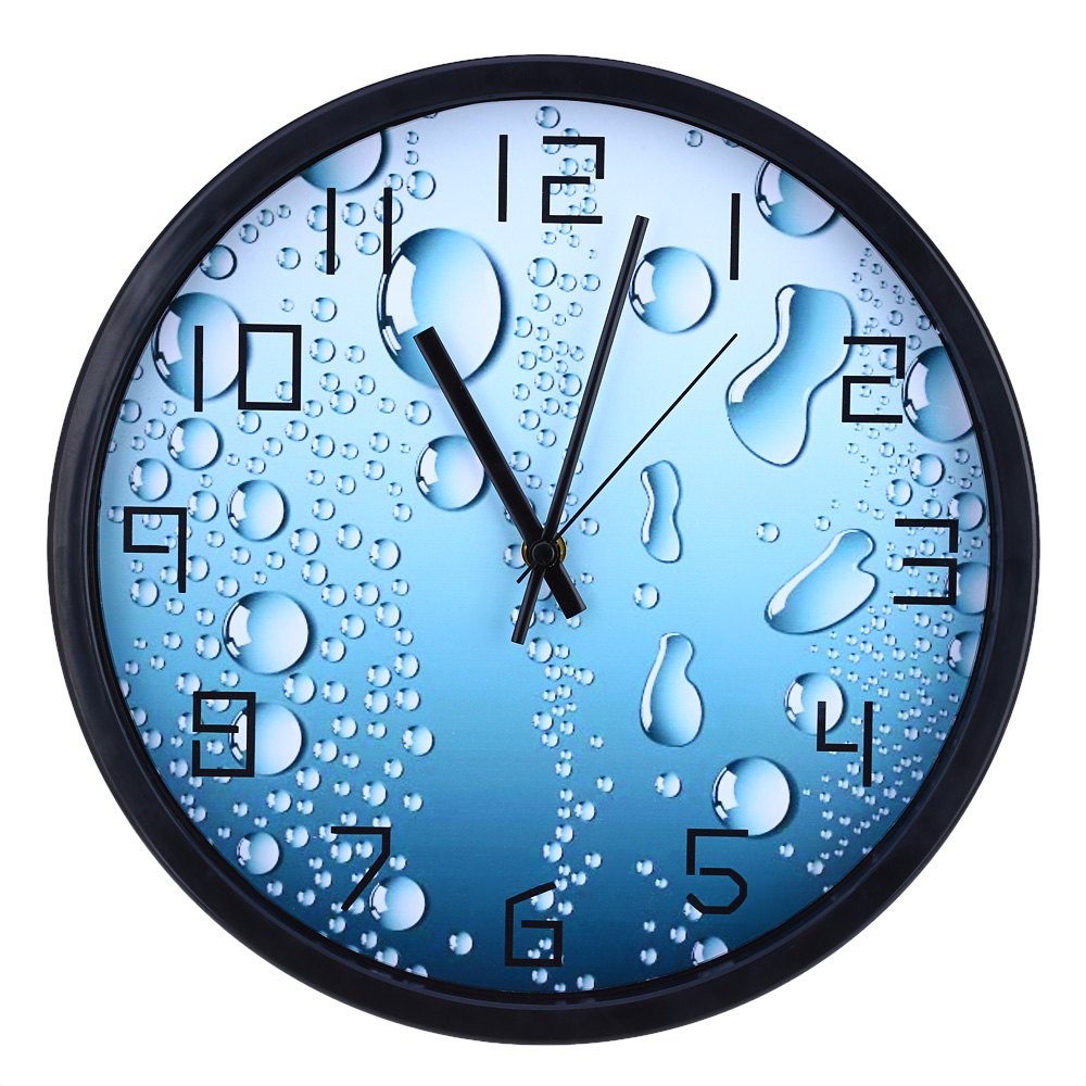 12 Inch Modern Digital Wall Clock - 3D Silent Water Drop Design, Anti-Fog Glass with Metal Pointer - Perfect for Living Room, Bedroom & Office Decor