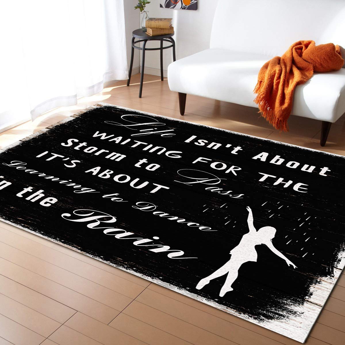 5' x 7' Large Area Rugs for Living Room & Bedroom - Positive Words Life Blackboard Design Modern Throw Carpet, Non-Slip Nursery Floor Cover for Kids, Kitchen Runner Mat - Perfect for Home Decor, Playrooms & Dance Practice Areas