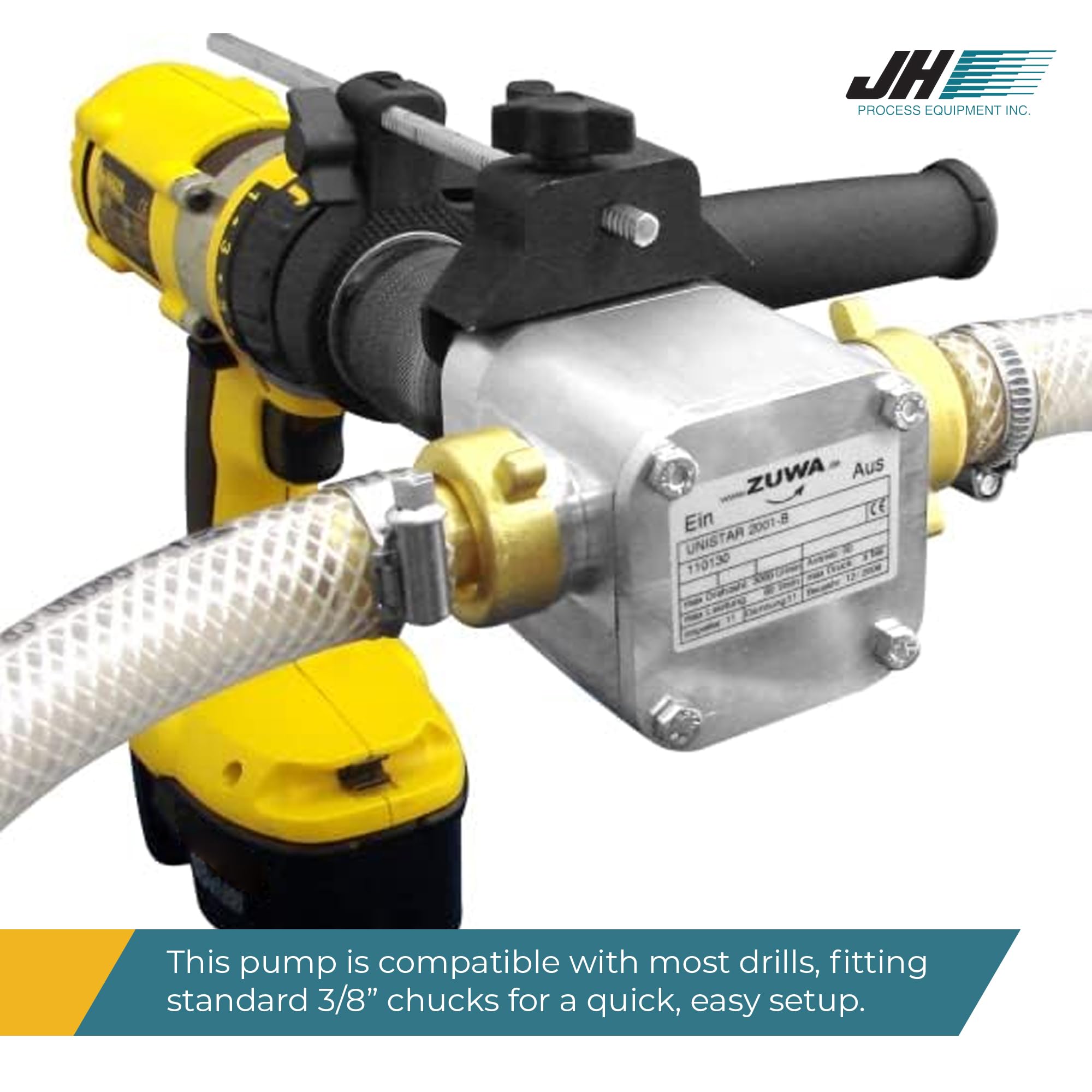 Unistar 2001-A Drill Powered Pump - Self-Priming Portable Fluid Transfer Pump for Water, Oil, Diesel, Liquid & Grease - 8 GPM, 58 PSI - Compatible with Electric & Cordless Drills (Drill Not Included) - Ideal for Home, Garage, Farm & Automotive Fluid Transfer