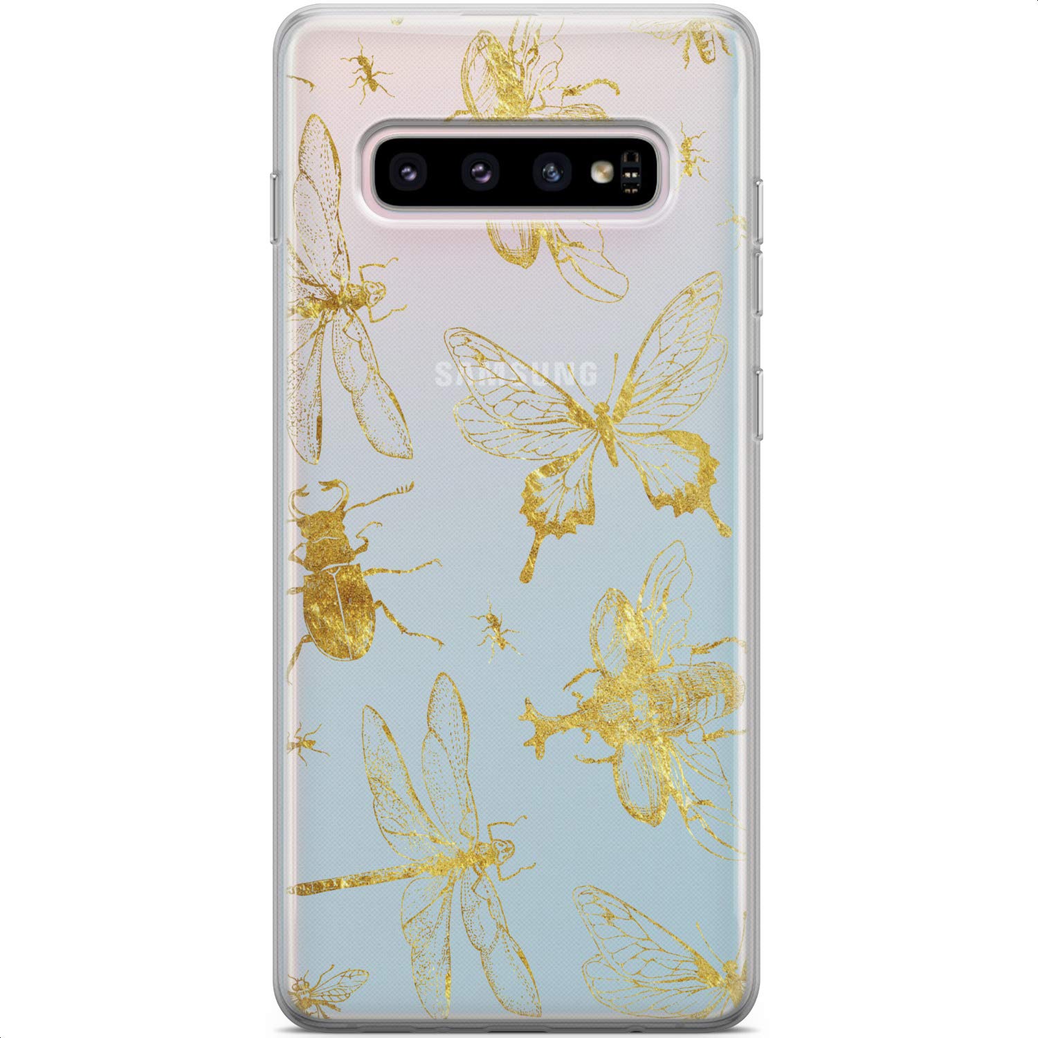 Samsung Galaxy S24 S23 Ultra S22 5G Plus S21 FE S20 S10 Phone Case - Slim Flexible Lightweight Silicone Protective Cover with Dragonfly Beetle Design for Women | Perfect for Everyday Use, Work & Travel