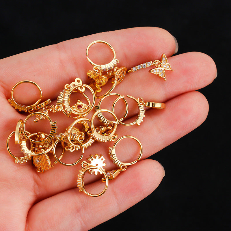 18K Gold Clover Hinged Hoop Septum Ring - Elegant Body Jewelry for Nose Piercing | Perfect for Everyday Wear & Special Occasions