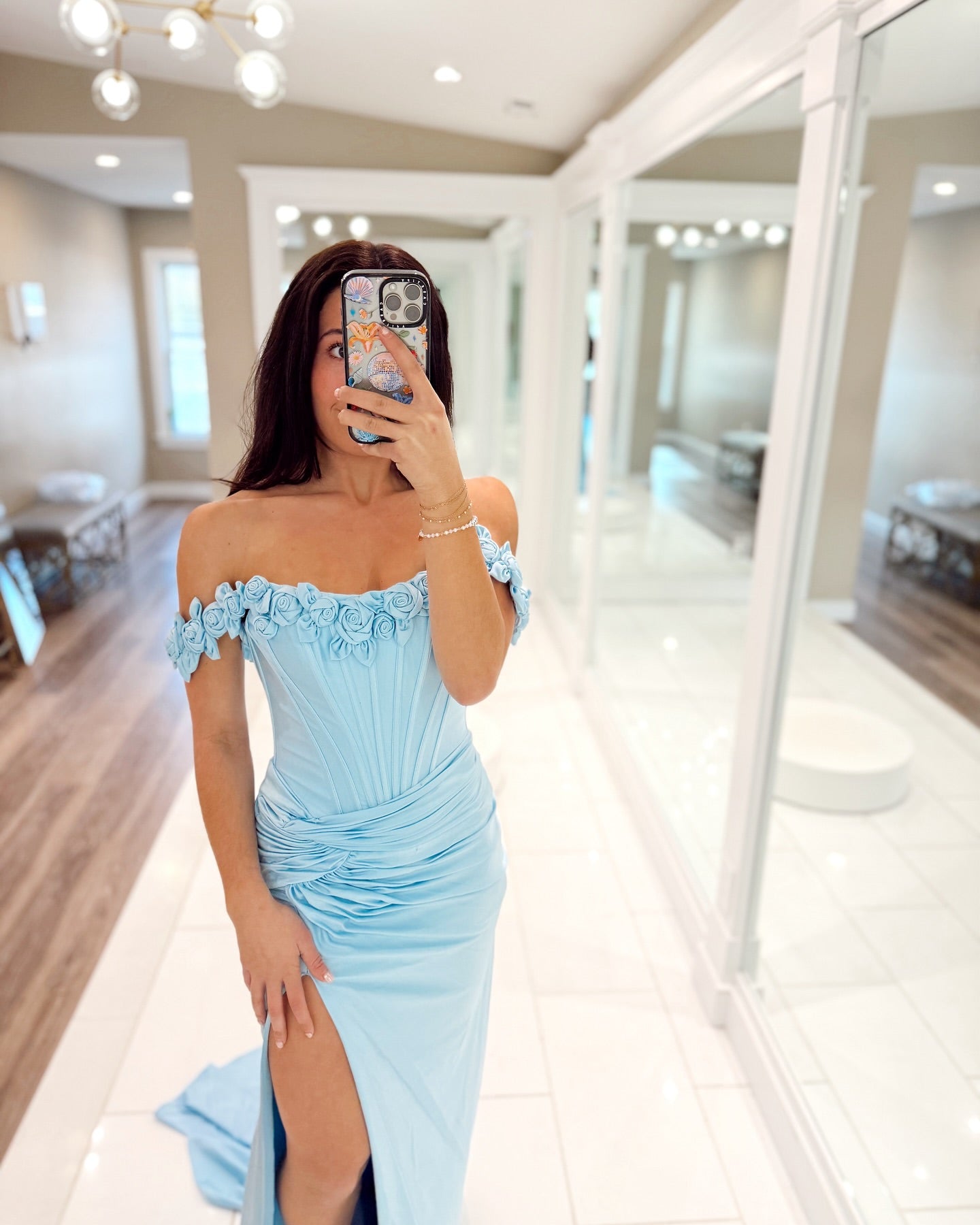 Elegant Off-the-Shoulder Blue Mermaid Prom Dress with High Slit - Formal Evening Gown J6896 for Homecoming, Wedding, and Special Occasions