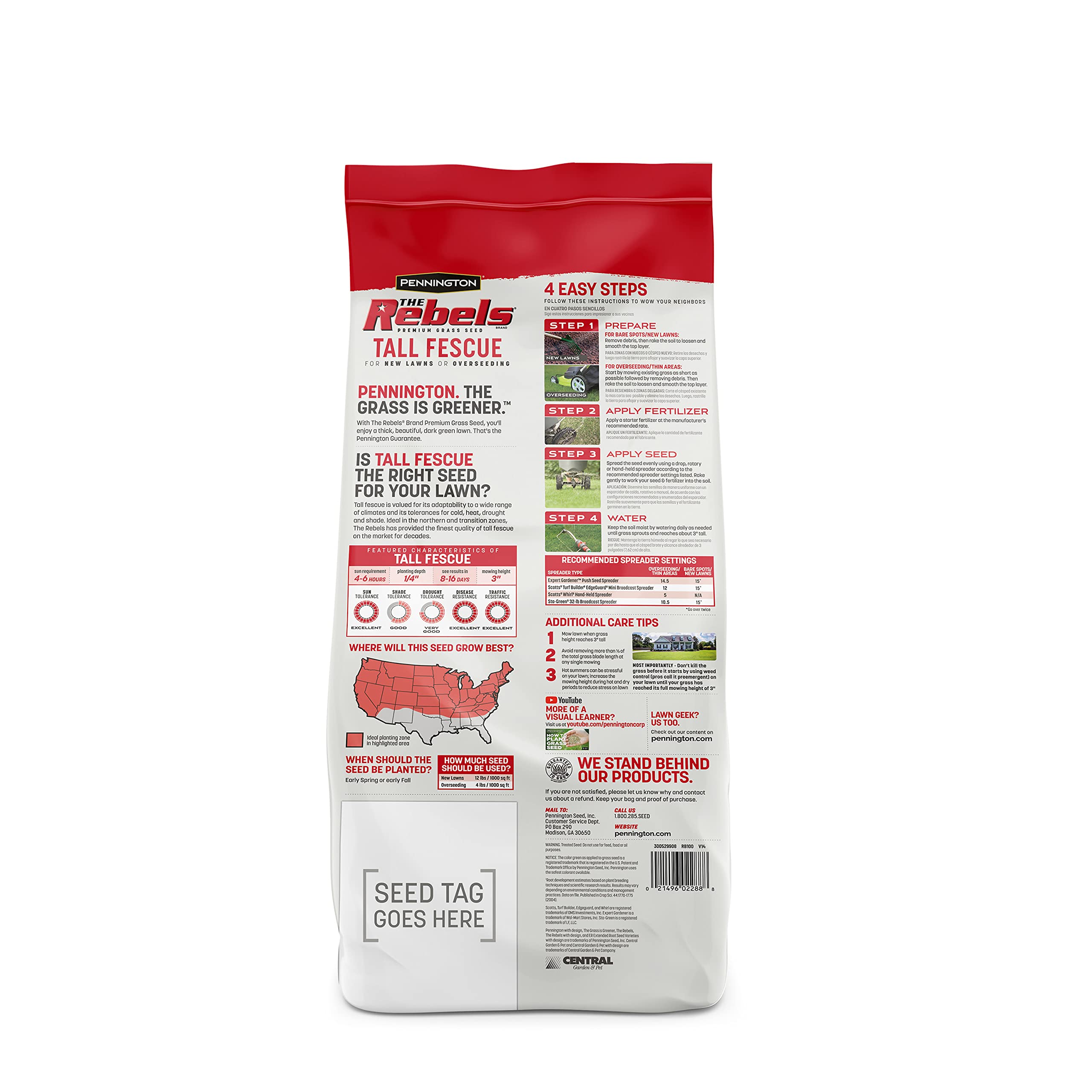 Pennington The Rebels Tall Fescue Grass Seed Mix 7 lb - Premium Drought-Resistant Lawn Seed for Sunny Yards & High-Traffic Areas