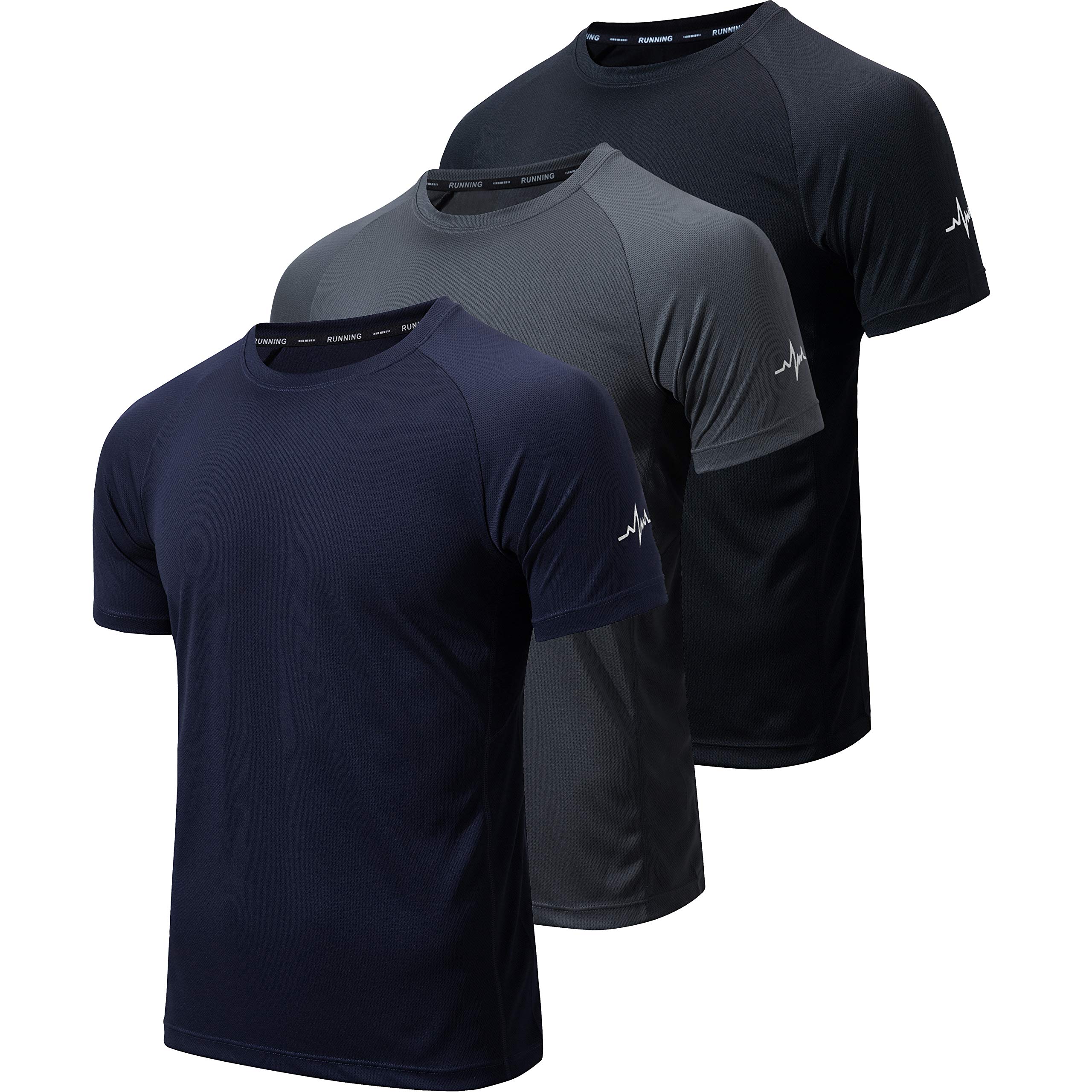 WanNiu Men's 3 Pack Workout Shirts - Moisture Wicking Dry Fit Athletic Gym T-Shirts, Breathable Short Sleeve Mesh Tees for Running, Training & Fitness | Perfect for Gym, Sports & Outdoor Activities