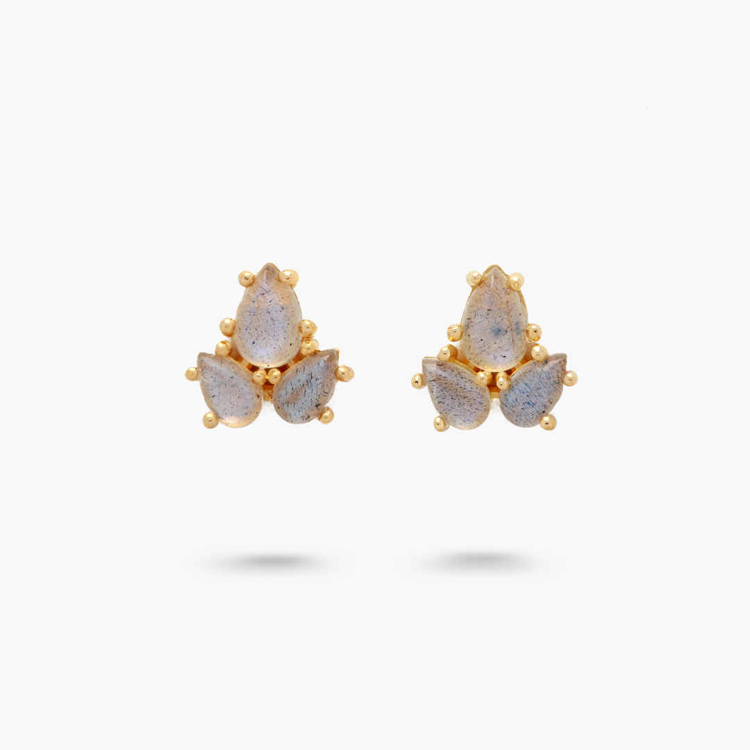Amare Wear Labradorite Cluster Stud Earrings – Natural Stone Jewelry for Women | Perfect for Everyday Wear, Parties & Gifts