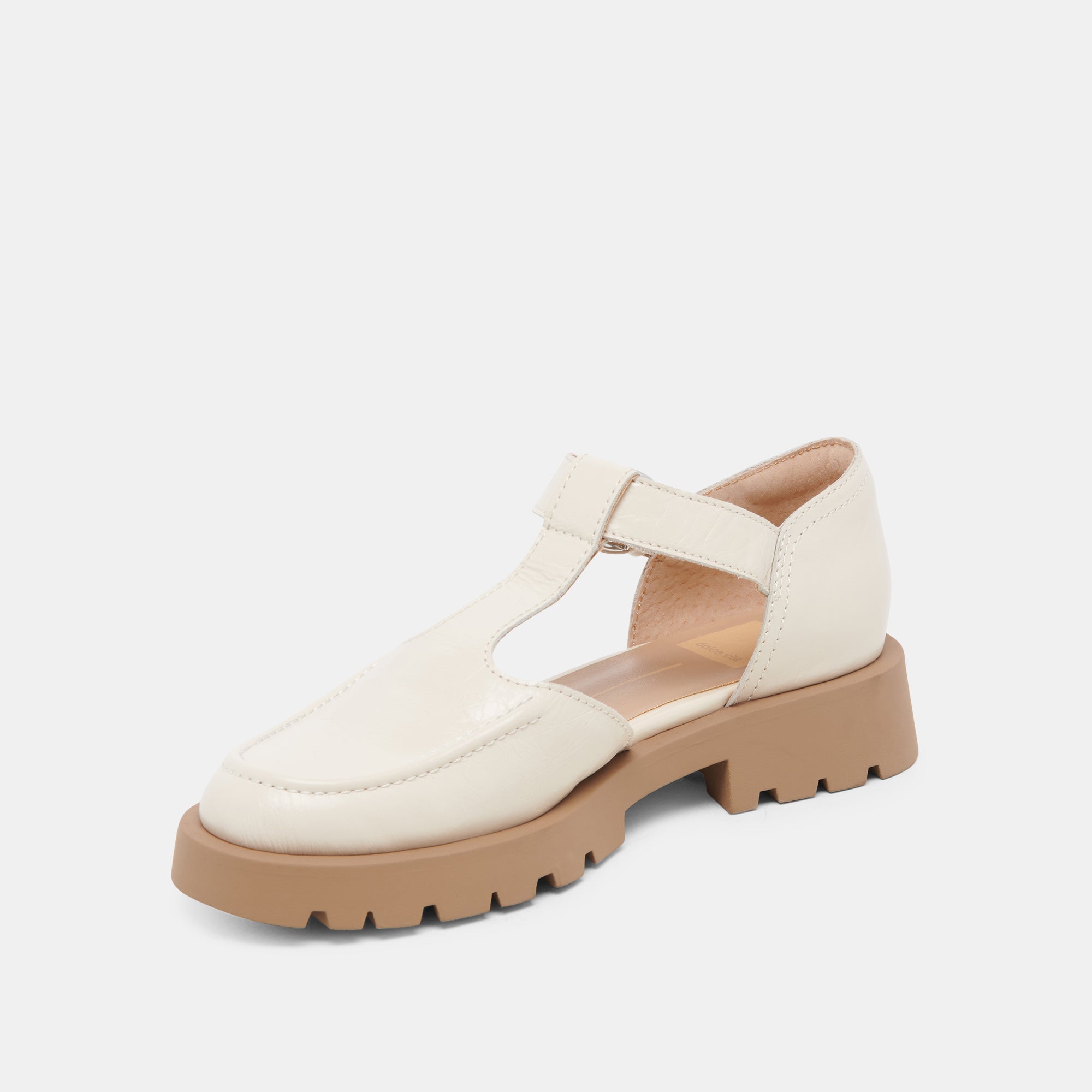 Emilio Flats - Cream Crinkle Patent Leather Women's Shoes for Work, Office & Casual Wear | Comfortable & Stylish Slip-On Loafers