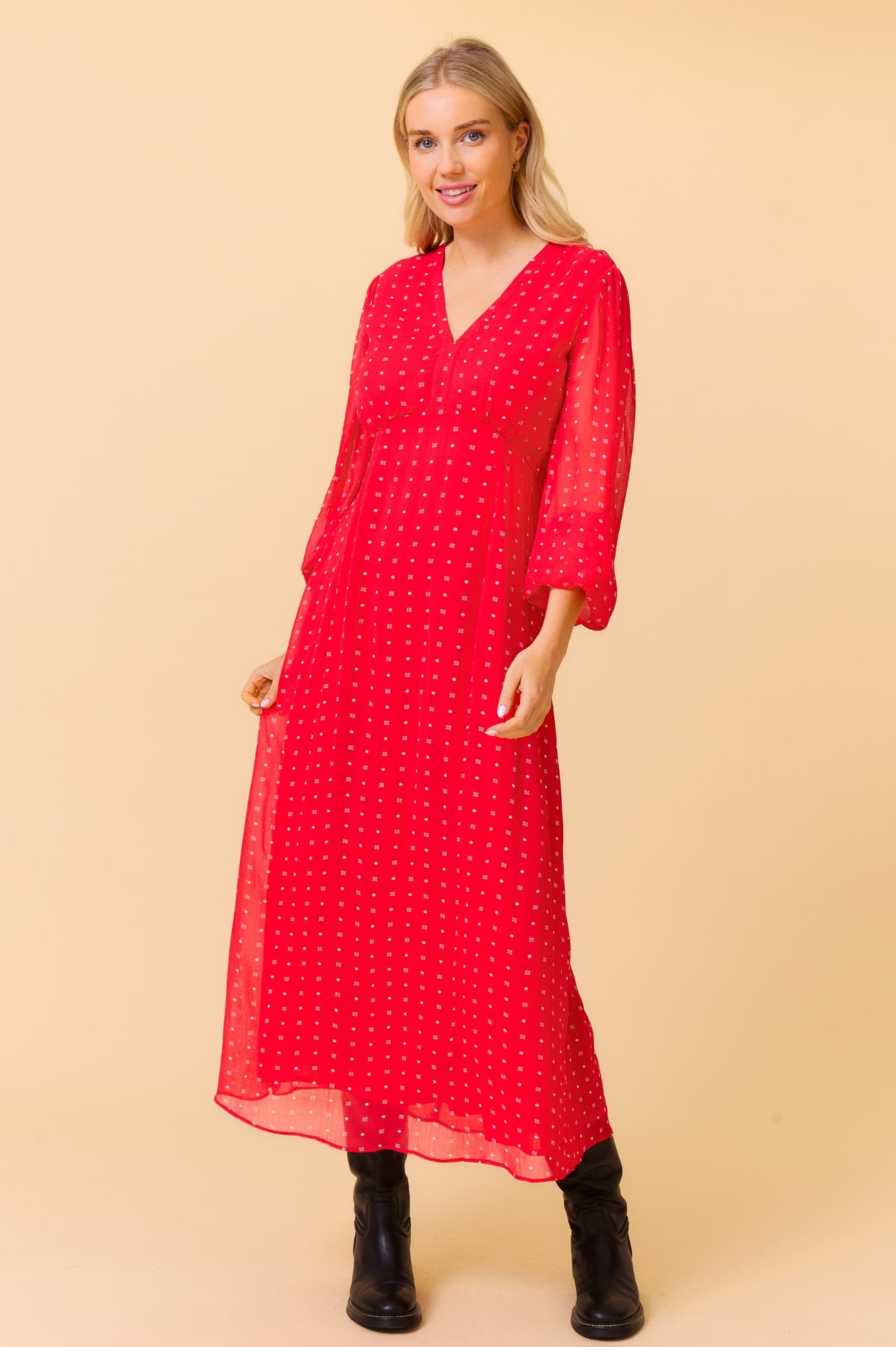 Evelyn Polka Dot Dress - Red and White Floral Summer Dress for Women | Perfect for Casual Outings, Parties, and Beach Vacations