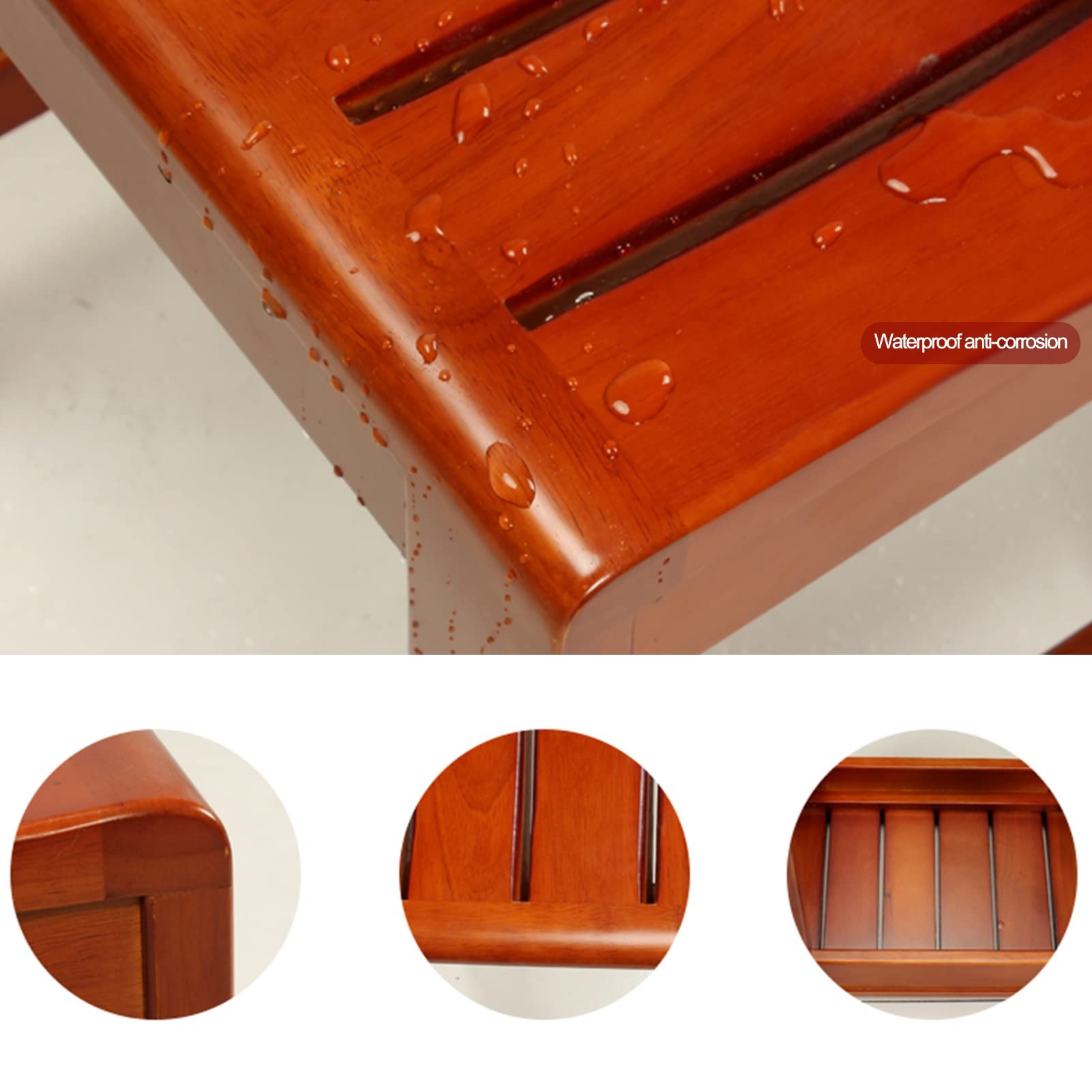 Waterproof Wooden Shower Stool - Spa Bath Seat & Foot Stool for Bathroom, Shower, and Relaxation - Cozy Wooden Bench for Small Spaces - Perfect for Elderly, Kids & Home Spa Use