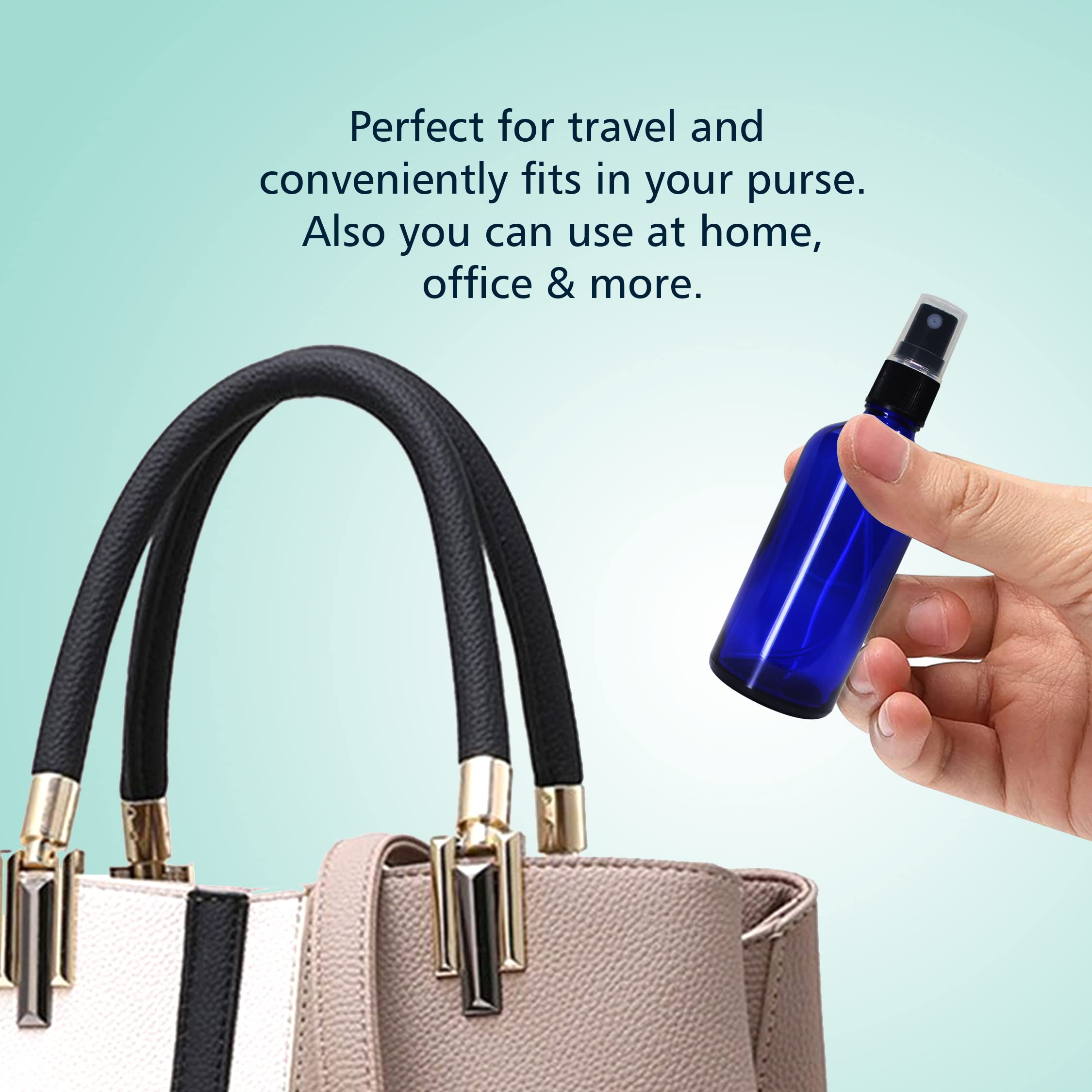 Refillable 100ml Blue Glass Fine Mist Spray Bottle with Leak-Proof Pump - Perfect for DIY Perfume, Essential Oils, Aromatherapy Blends, Facial Mists & Beauty Products | Travel-Friendly, Home & Salon Use (Pack of 1)