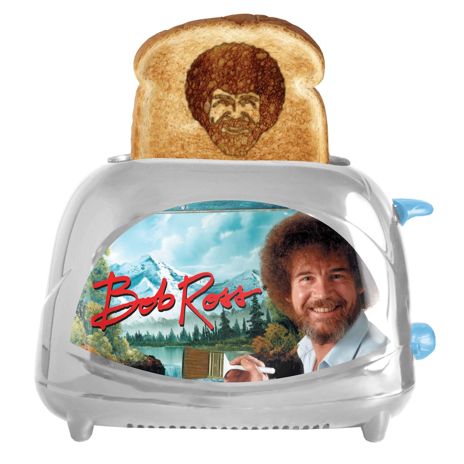 Bob Ross Toaster - 2 Slice Toaster That Prints Bob Ross' Iconic Face on Bread - Perfect for Breakfast, Gifts & Art Lovers