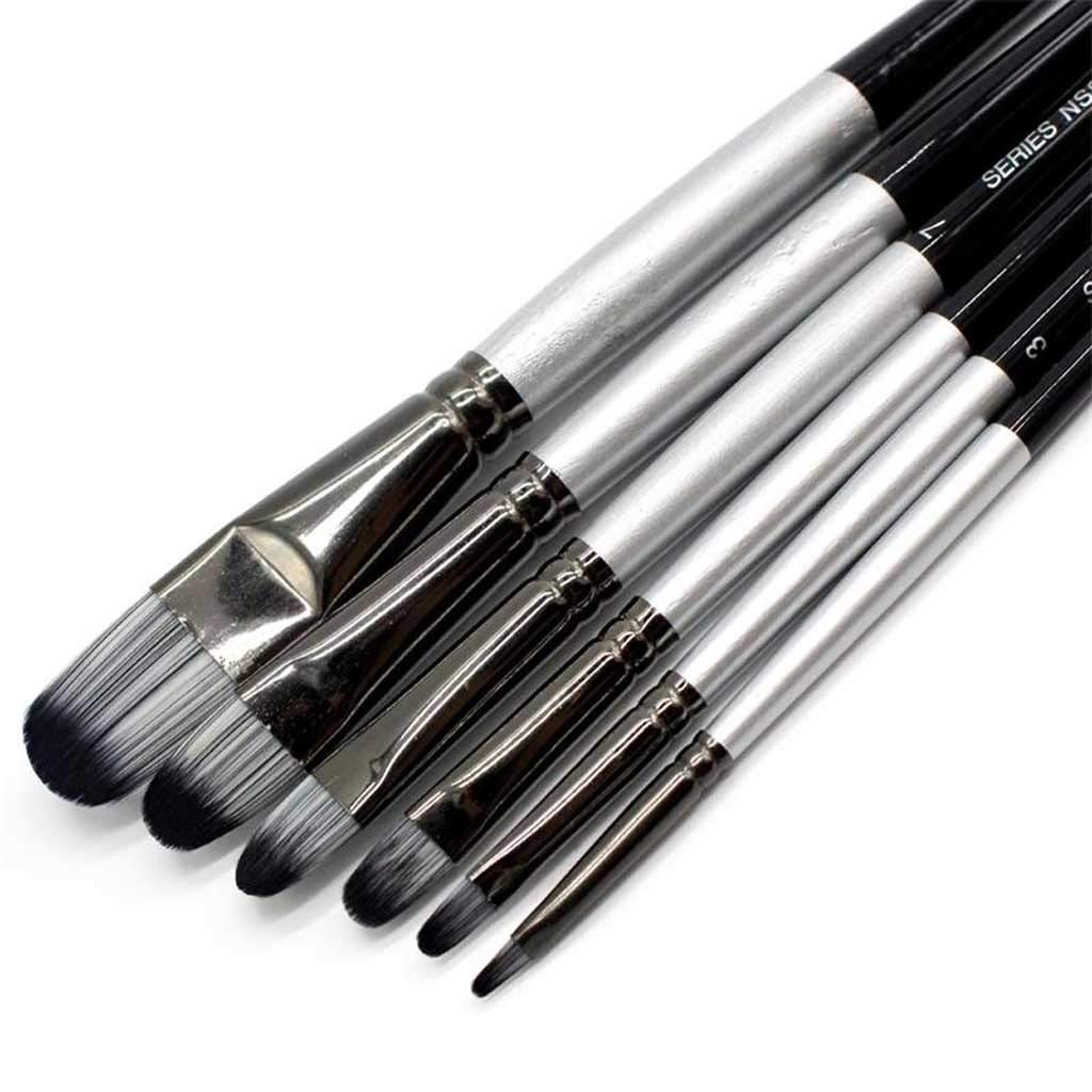 JAHH 6PCS Filbert Oil Acrylic Painting Brush Set - Professional Watercolor & Drawing for Artists & School Use