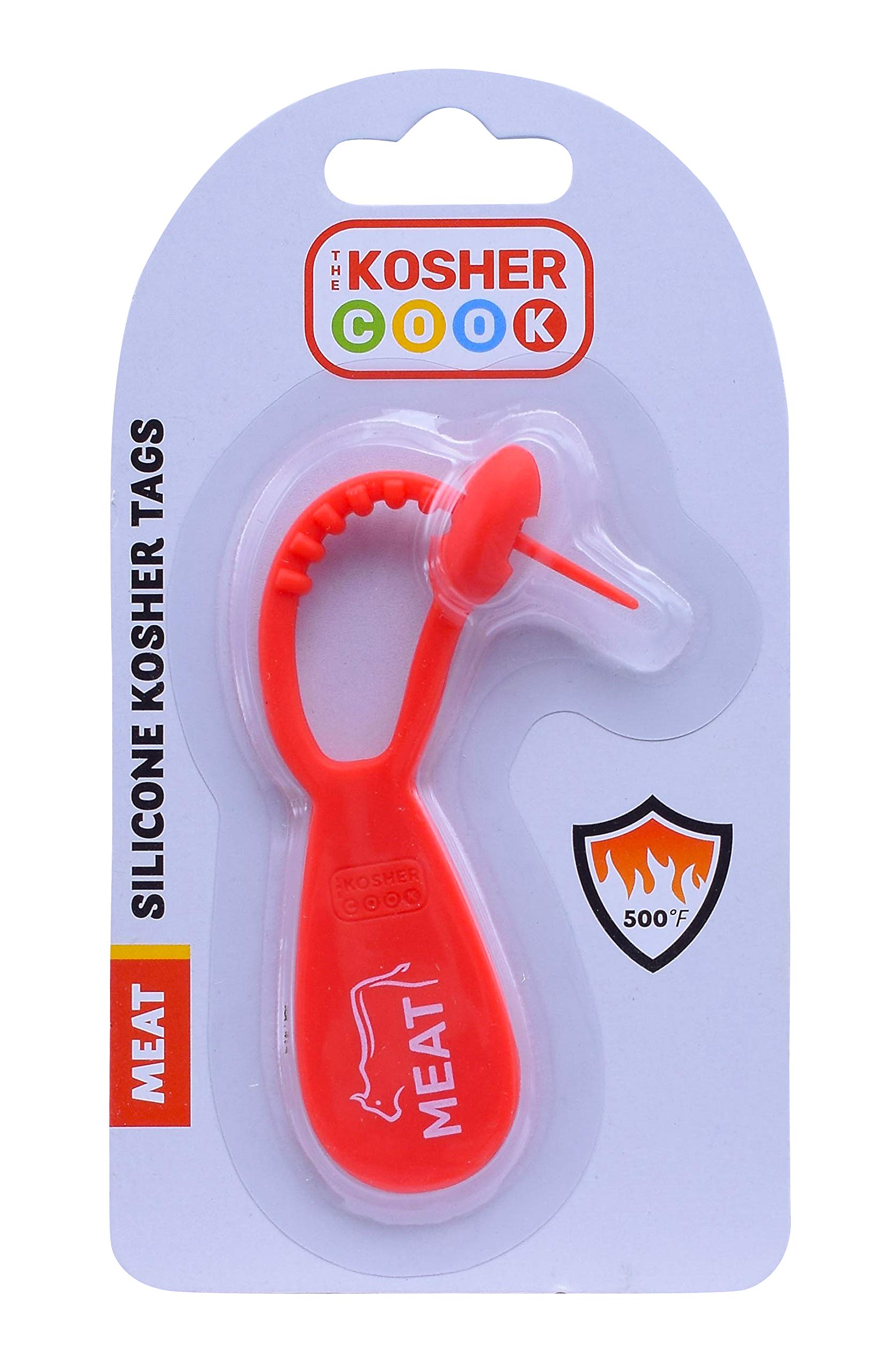 Kosher Meat Red Silicone Tag - Heat Resistant & Dishwasher Safe Kitchen Label for Utensils | Perfect for Food Safety, Meal Prep & Kosher Kitchen Organization