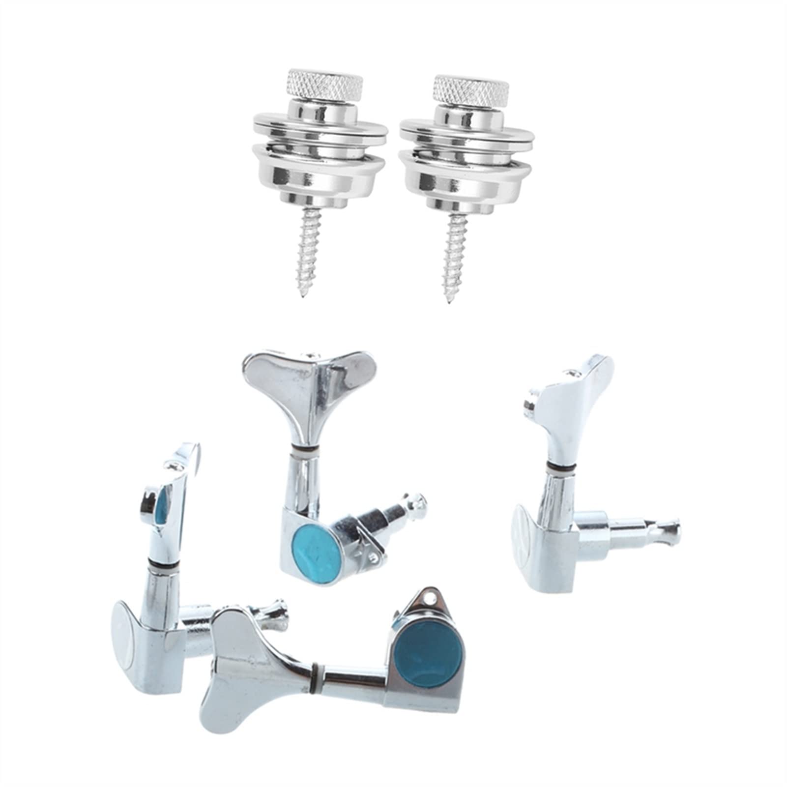 Premium Sealed Bass Tuning Pegs - 1 Set Machine Heads & 2 Non-Slip Guitar Strap Locks - Perfect for Bass Guitar Maintenance and Secure Playing