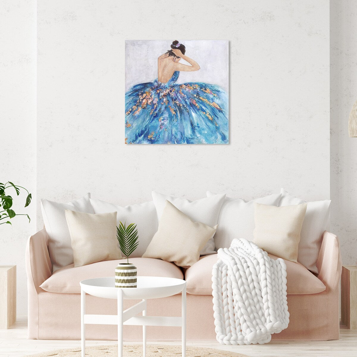Elegant Blue Princess Dress Wall Art - Glamorous Canvas Print for Bedroom Decor | Perfect for Girls' Room, Nursery & Home Aesthetic