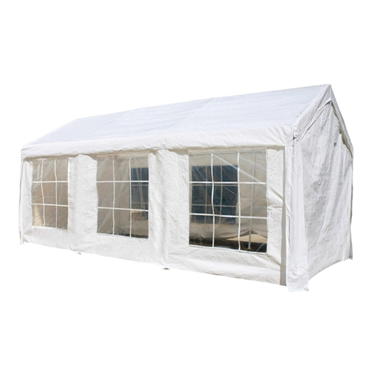 Heavy Duty 10x20 FT White Aleko Carport Canopy Tent with Sidewalls & Windows - Outdoor Shelter for Cars, RVs, Boats & Backyard Storage