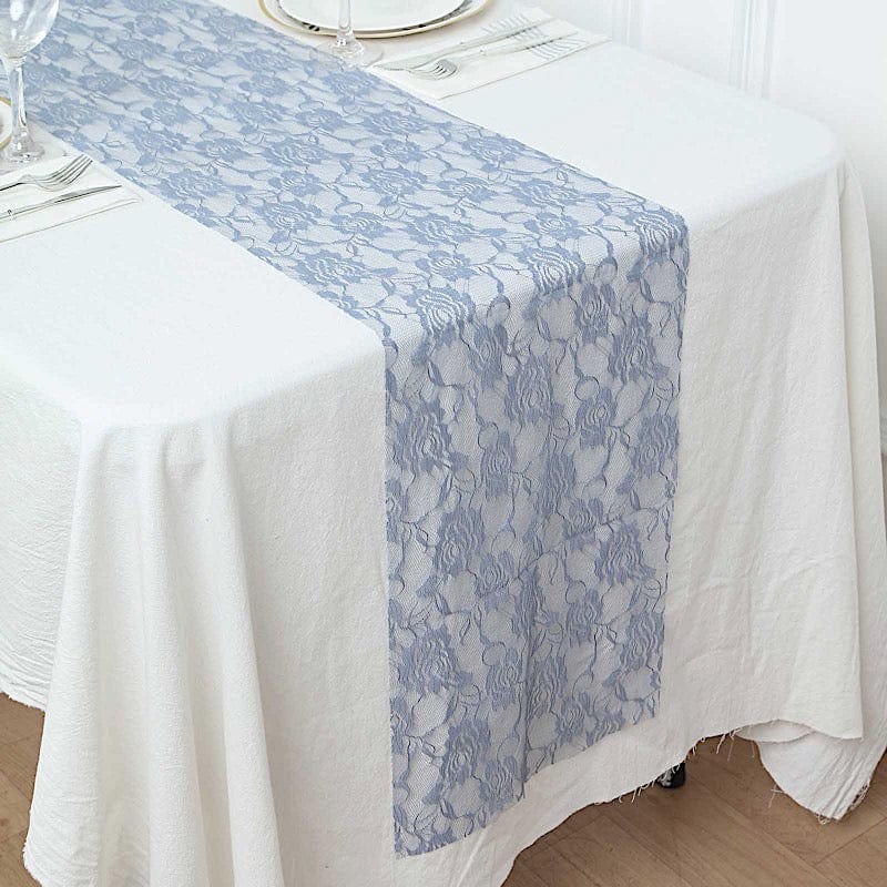12-Pack 108-Inch Rose Flower Lace Table Runners - Elegant Wedding, Party, Dining Table Decor for Home & Event Decoration