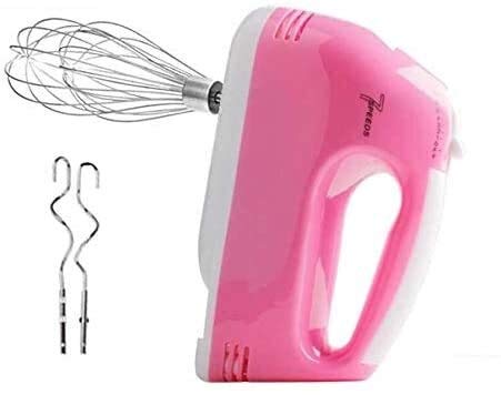 5-Speed Electric Hand Mixer - Portable Heavy Duty Stand Mixer with Stainless Steel Whisks for Baking, Whipping & Mixing - Perfect for Kitchen, Cake Decorating & DIY Desserts (Pink)