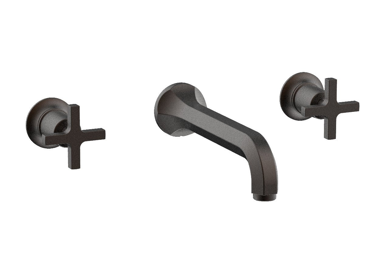 HEX MODERN Wall Mounted Lavatory Faucet Set with Cross Handles - Model 501 11 - Perfect for Modern Bathroom & Powder Room Renovations