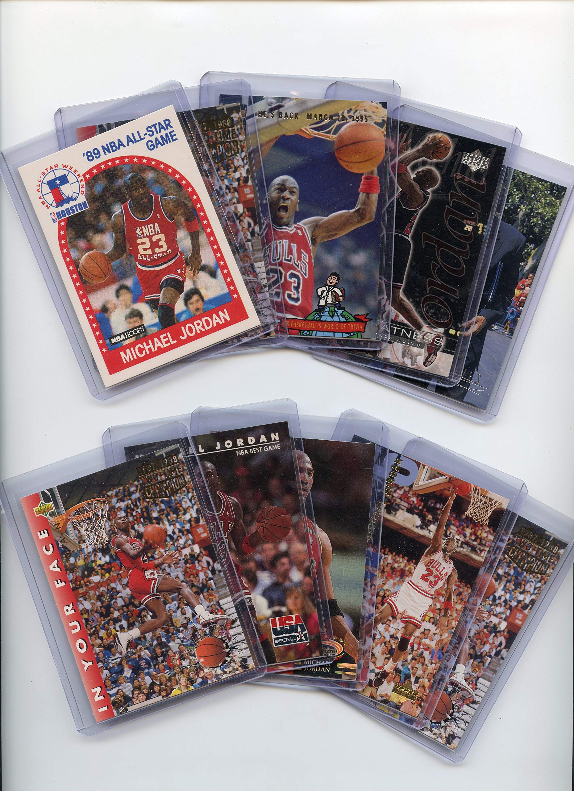 Michael Jordan Basketball Cards - 10-Piece Rare NBA Collectible Set in Protective Cases | Authentic Sports Memorabilia for Fans & Collectors | Display, Trade, Gift or Investment | Perfect for Home Decor, Man Cave, Office Display, Birthday Gifts & Sports Memorabilia Collections | Great for Game Room Decor, Basketball Fan Gifts & Memorabilia Showcases