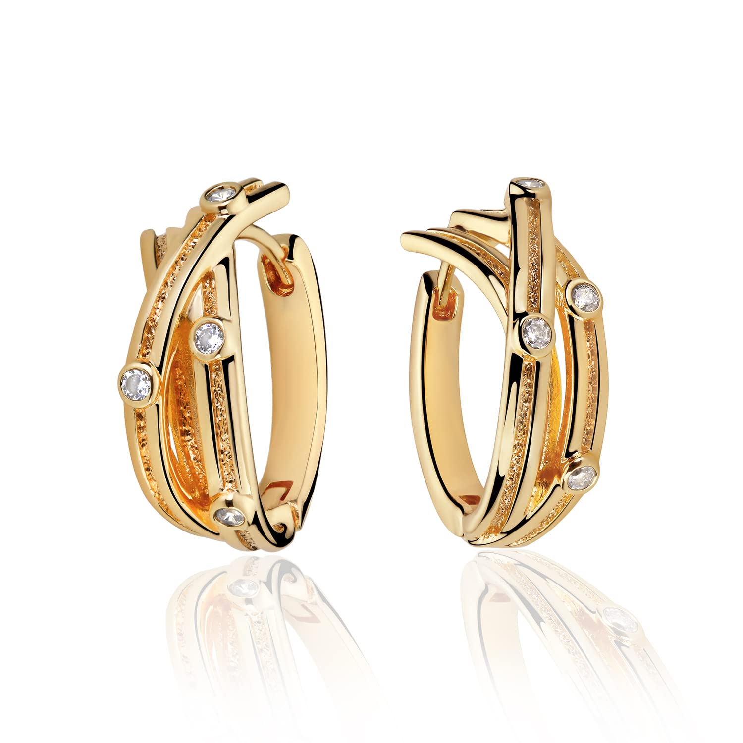 14K Gold Plated Huggie Hoop Earrings for Women - Hypoallergenic Twisted Chain Hollow Out Earrings - Fashion Jewelry Gift for Her - Perfect for Daily Wear, Parties & Special Occasions