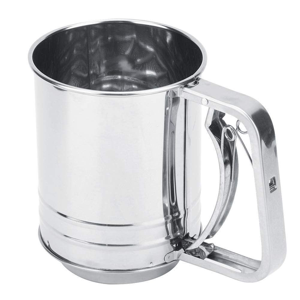 Premium Stainless Steel Double Layer Flour Sifter - Fine Mesh Baking Sieve for Cake, Bread & Pastry - Essential Kitchen Tool for Home Bakers & Professional Chefs