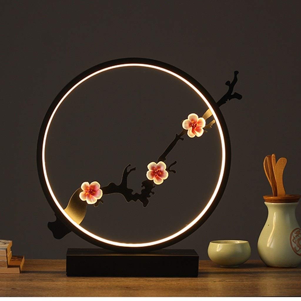 Iron Art Table Lamp with Resin Shade - LED Bedside Lamp with Warm & 3-Color Light, No Bulb Needed - Perfect for Bedroom, Living Room, or Office Nightstand (Sika Deer Warm Light)