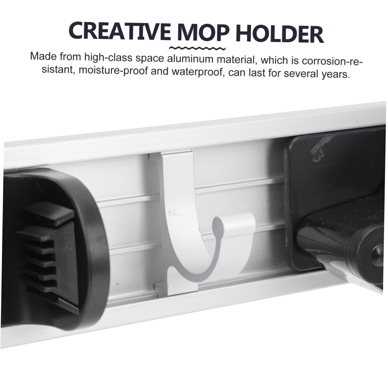 OKUMEYR 4-Piece Wall Mounted Mop Holder Organizer - Heavy Duty Utility Storage Rack for Garage, Garden & Home Cleaning Tools - Space Saving Solution for Brooms, Mops & Cleaning Supplies