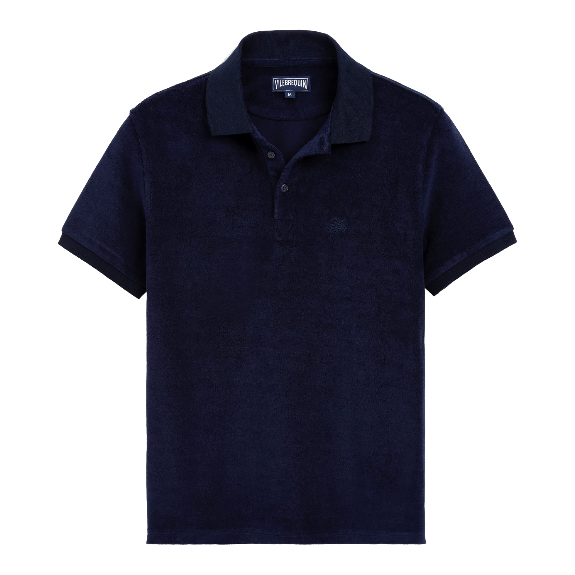 Vilebrequin Men's Terry Polo Shirt - Solid Navy Blue - Breathable Quick-Dry Casual Shirt for Beach, Pool & Summer Vacations