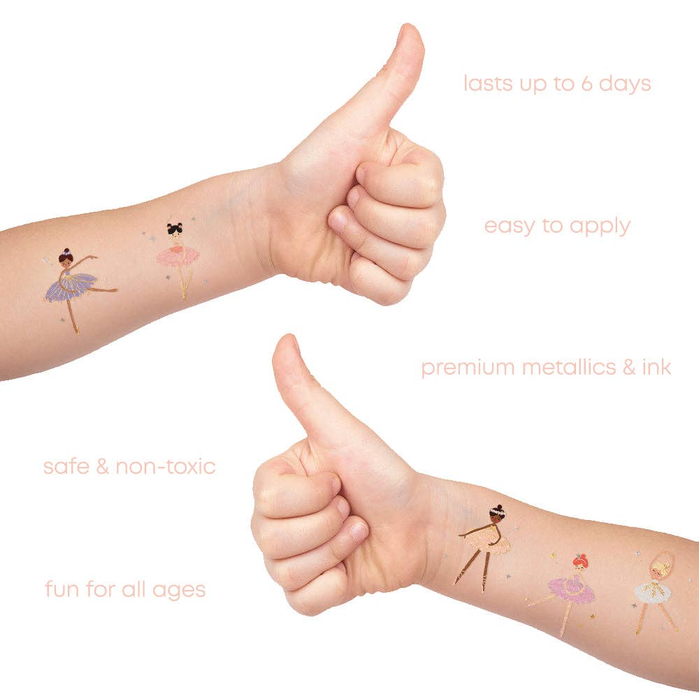 Elegant Ballerina Temporary Tattoos for Women & Girls - Waterproof Fake Tattoos for Dance Performances, Costume Parties & Special Events